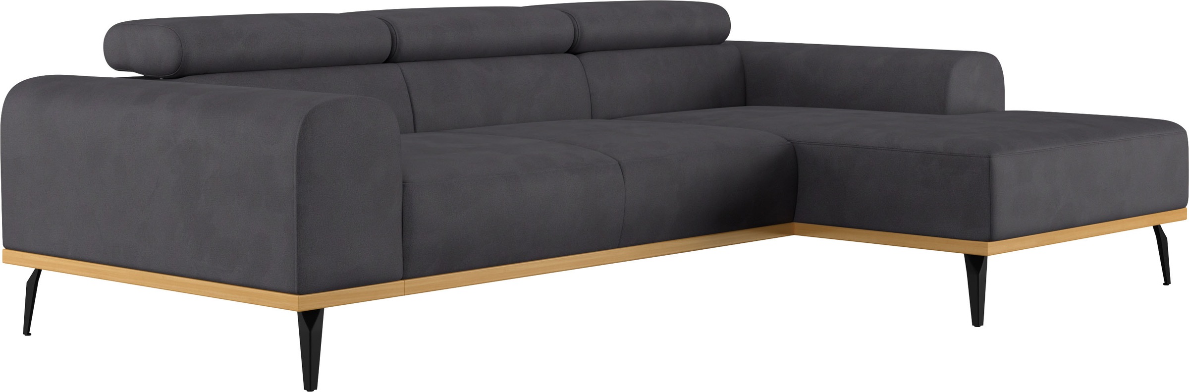 Places of Style Ecksofa »Carlo L-Form«, mit Kopfteilverstellung & Holz-Rahmenoptik, wahlweise Relaxfunktion
