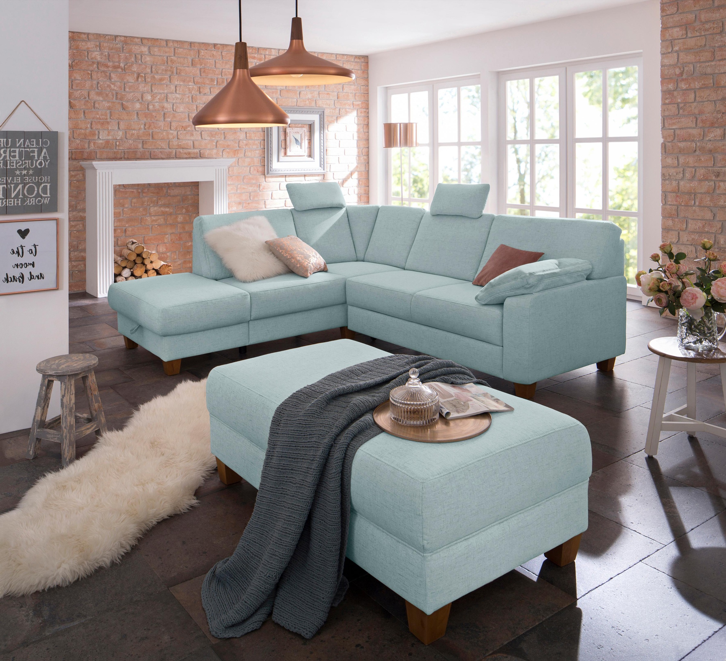 Home affaire Ecksofa »Belfort L-Form«, mit Federkern, wahlweise mit Bettfunktion und Stauraum
