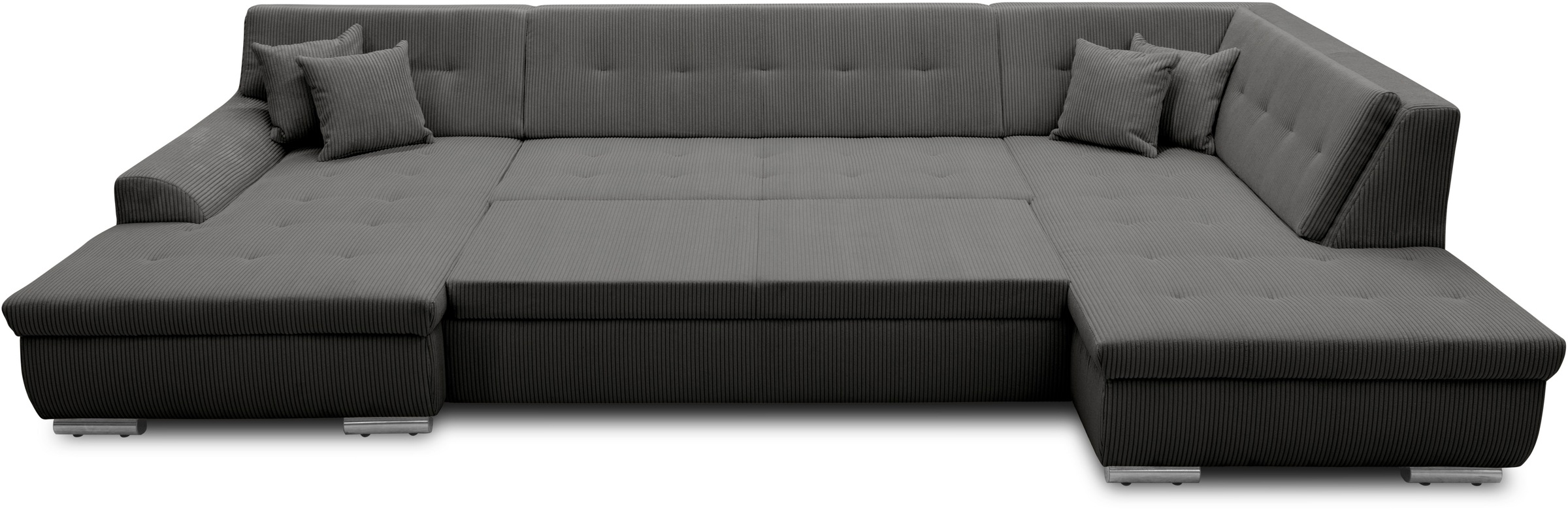 DOMO collection Wohnlandschaft »Treviso incl. Zierkissen, moderne Steppung, XXL: B/T/H: 364/201/83 cm«, wahlweise mit Bettfunktion, in vielen Bezugsarten auch in Cord U-Form