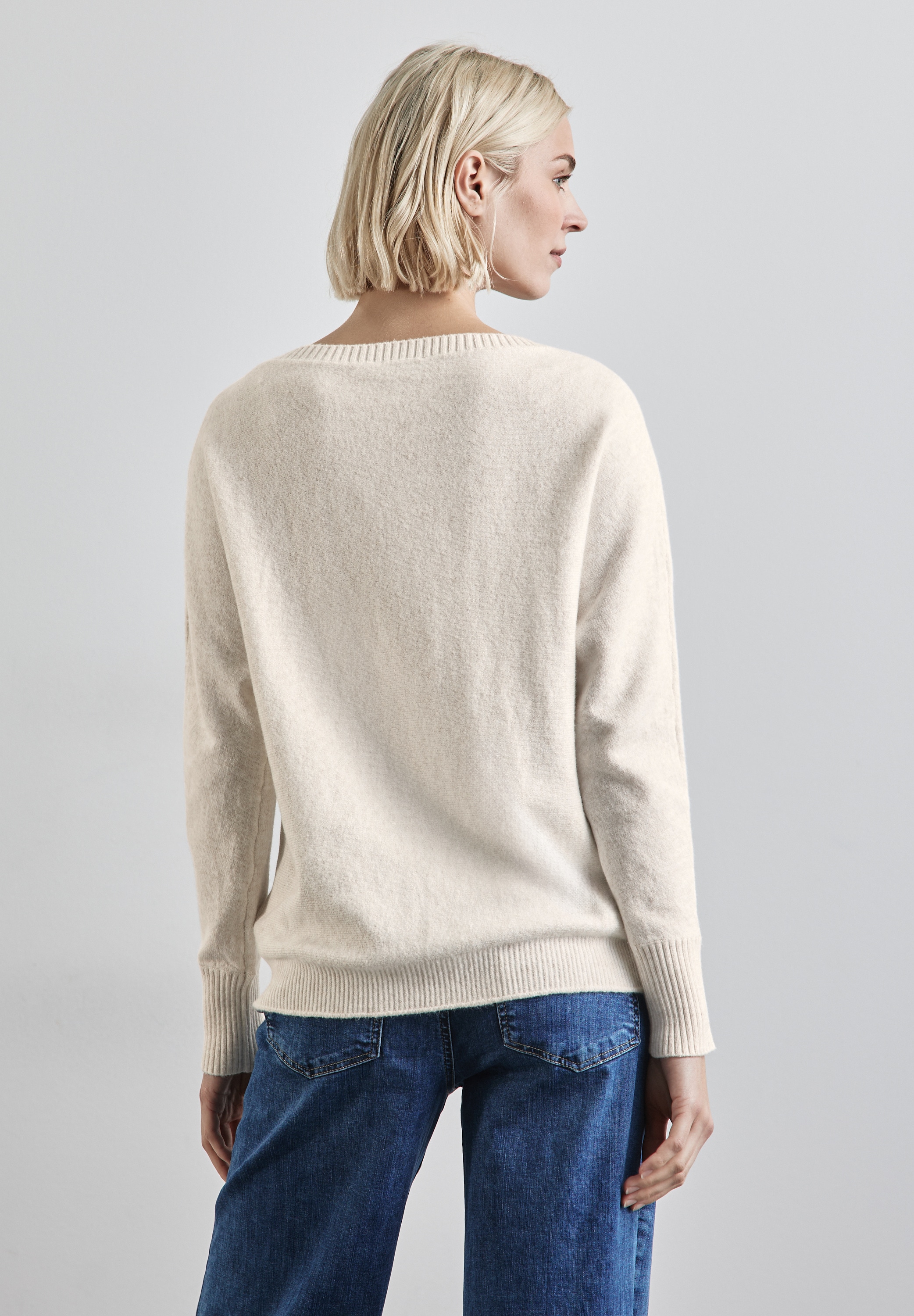 STREET ONE Strickpullover - Damen Dolman Pullover - U-Boot-Ausschnitt, Lang günstig online kaufen