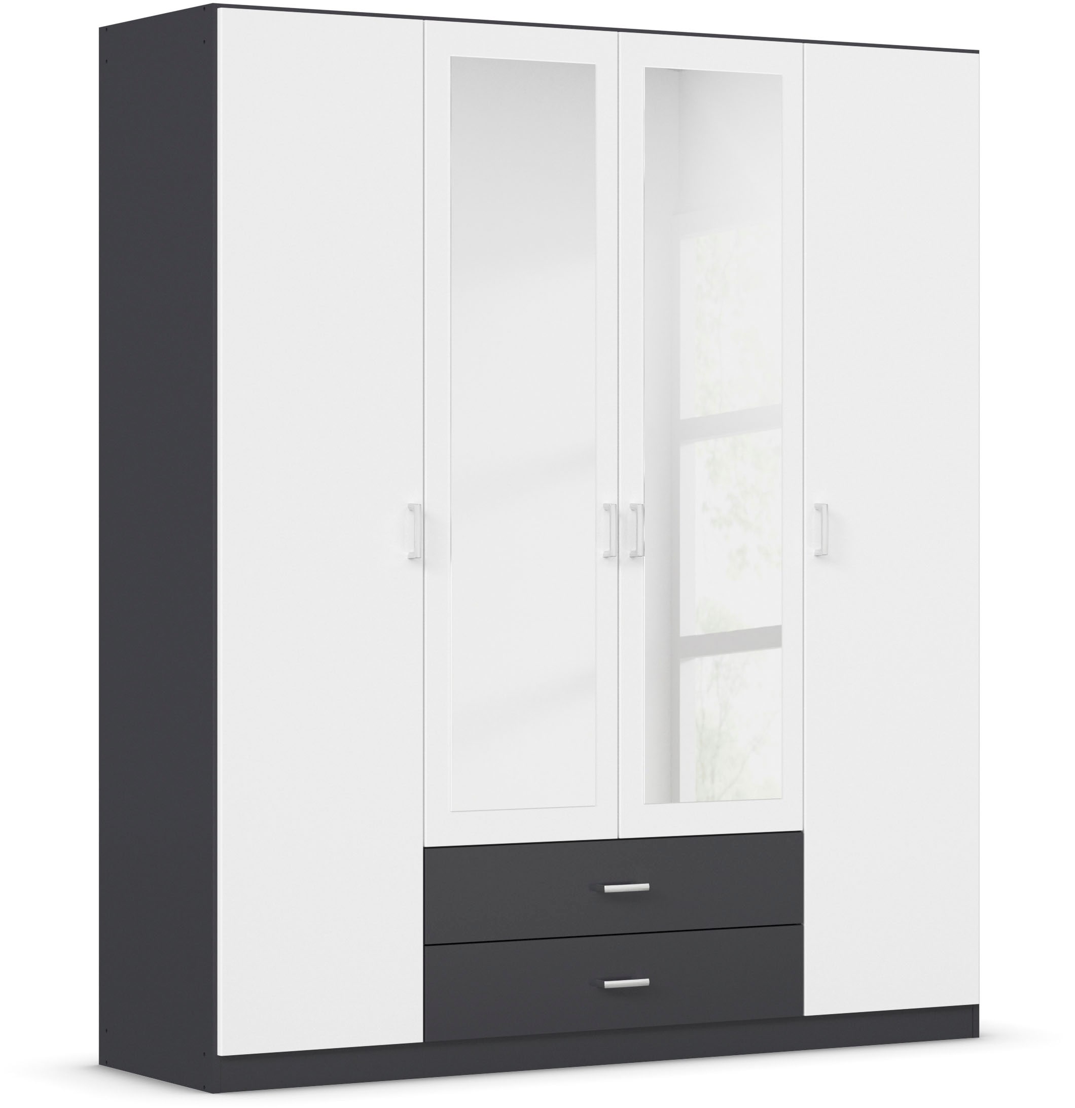 rauch Kleiderschrank "Schrank Garderobe Ankleide GAMMA Breiten 91/136/181/226/271/315/360 cm" in 3 Ausstattungen BASIC/CLASSIC/PREMIUM (inkl. SOFT-CLOSE-Funktion), verschiedene Griff-Varianten, mit Spiegel TOPSELLER MADE IN GERMANY