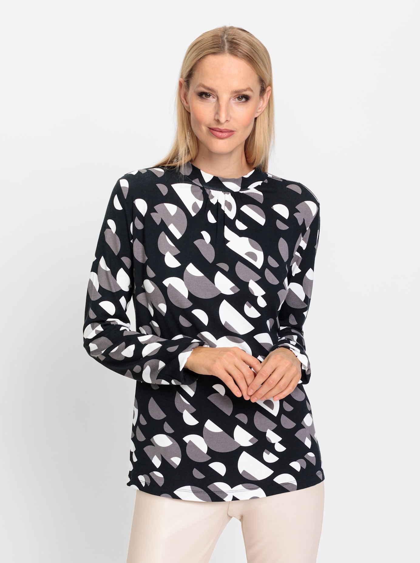 heine Stehkragenshirt »Druck-Shirt«, (1 tlg.)