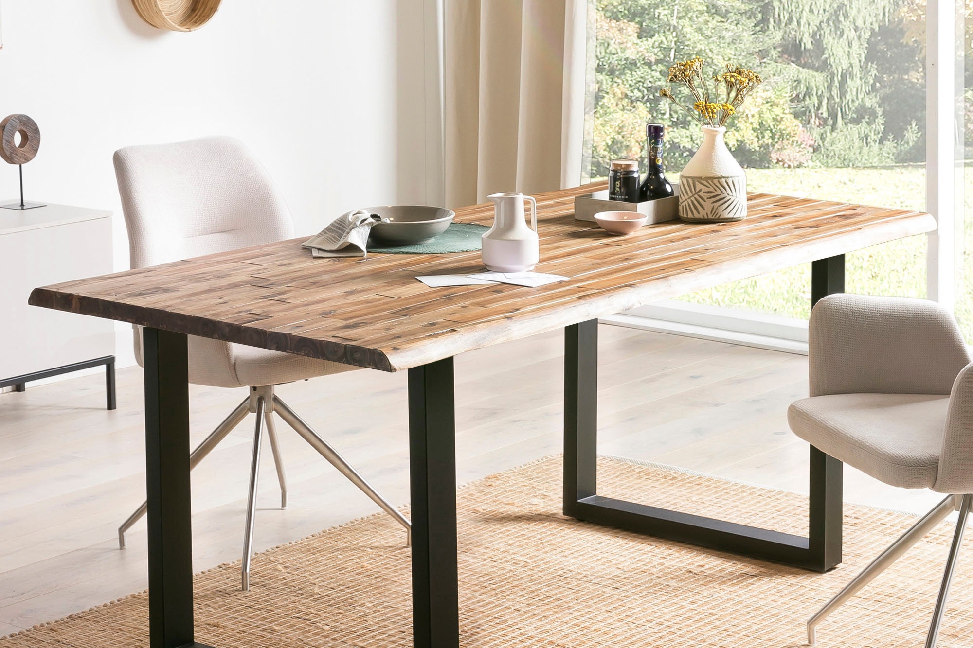 SALESFEVER Esstisch Dining Table Natural/Black 180x90cm 3