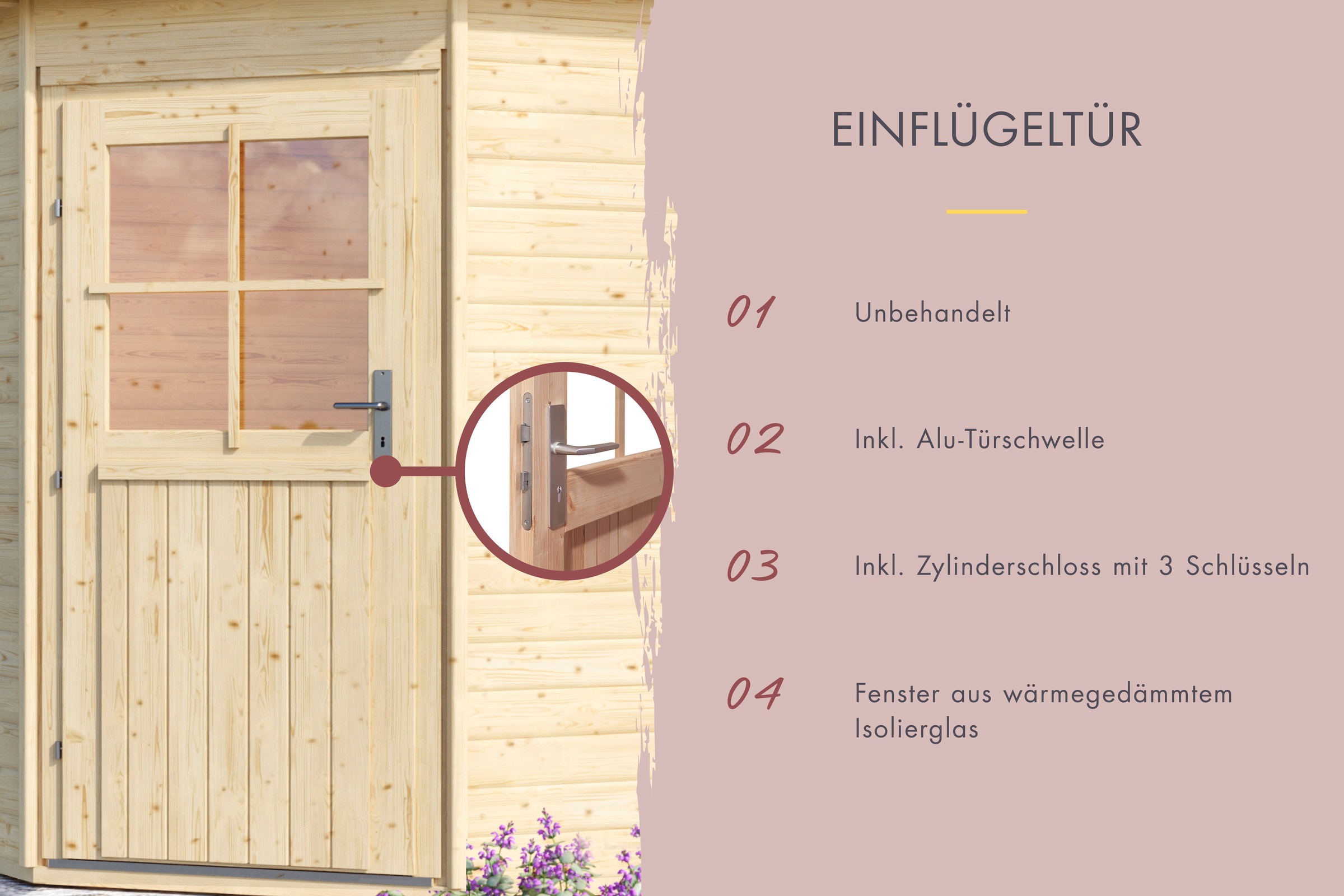 Karibu Saunahaus »Tore«, klassiche Tür, Ofen 9 kW Bio externe Strg Easy