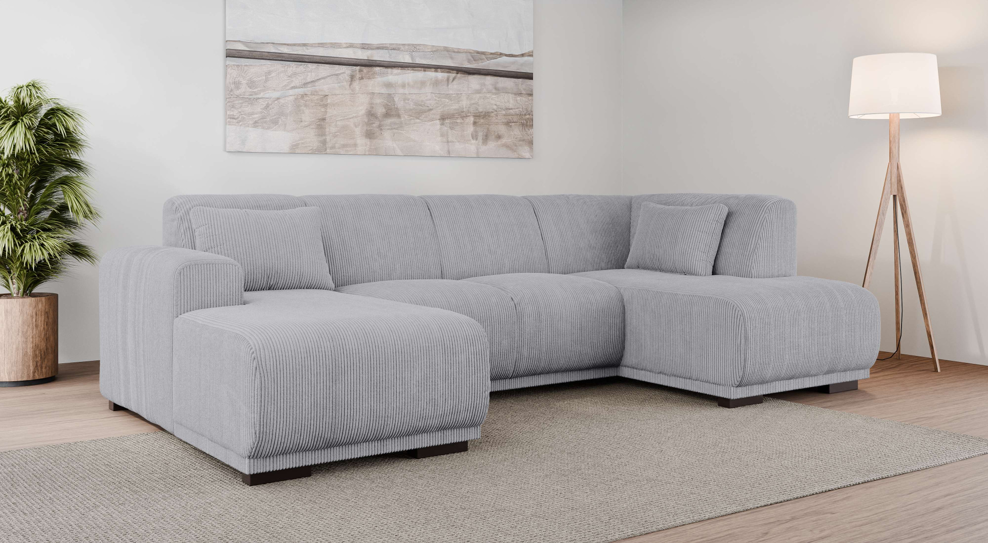 OTTO home Wohnlandschaft "BORNHOLM U-Form mit Recamiere rechts/links, B/T/H: 300/162/85 cm" U-Form mit Wellenunterfederung, Recamiere rechts oder links bestellbar
