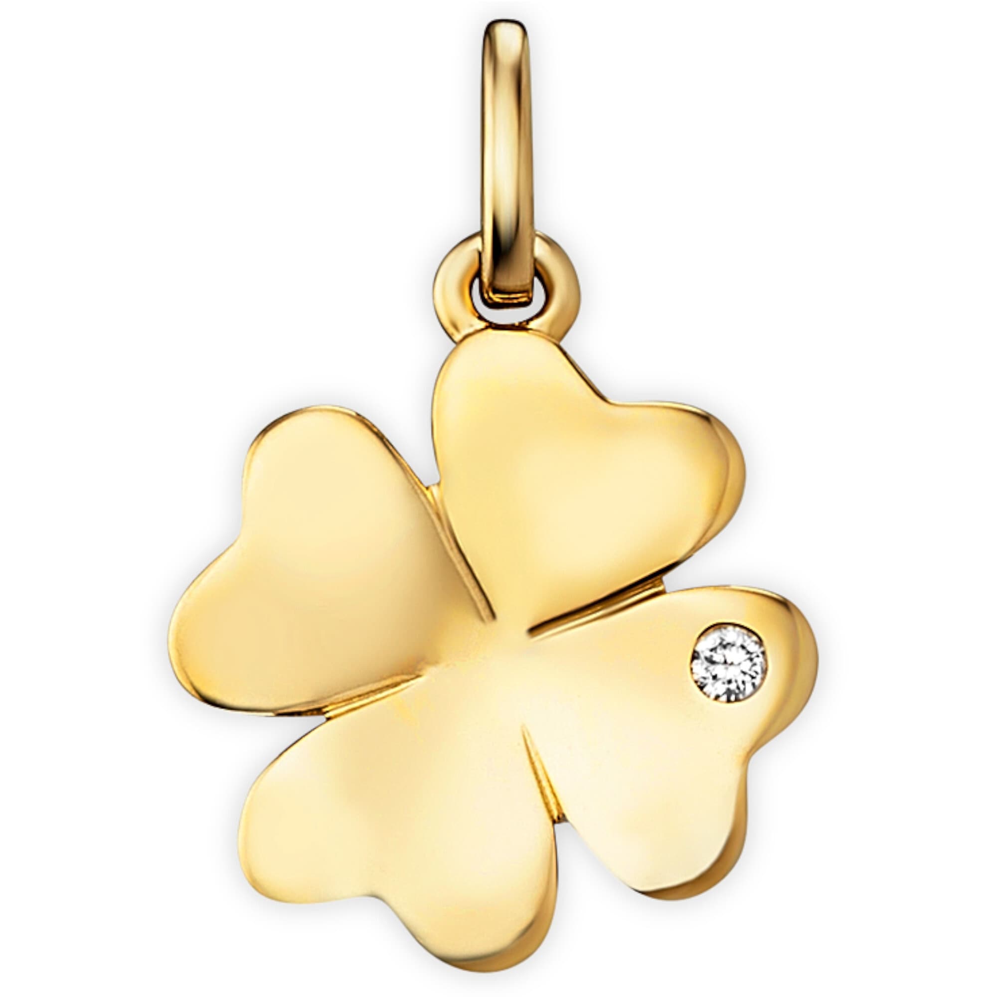 Kettenanhänger ONE ELEMENT "0.01 ct Diamant Brillant Kleeblatt Anhänger aus 585 Gelbgold", gold, Schmuckanhänger, Damen, 0,01, Diamanten Gelbgold 585 Gold, Diamanten, Gelbgold 585, Gold, Kettenanhänger, Sorgfältig gefertigt – zarte Diamantakzente mit beso