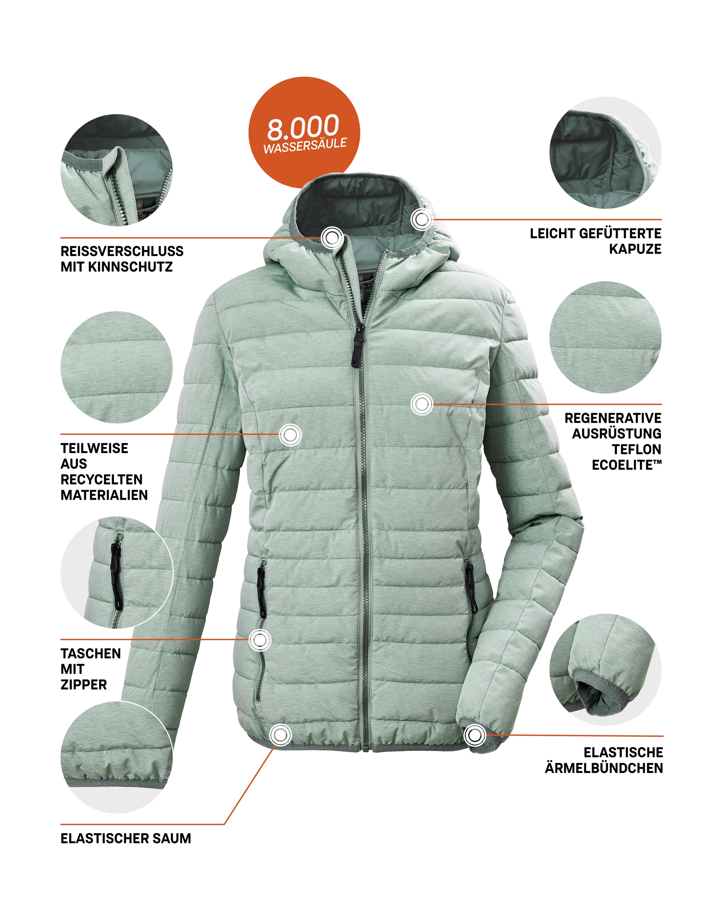 G.I.G.A. DX by killtec Steppjacke »GW 49 WMN QLTD JCKT« Wind- und wasserabweisende Damen Steppjacke mit 8.000 mm Wassersäule