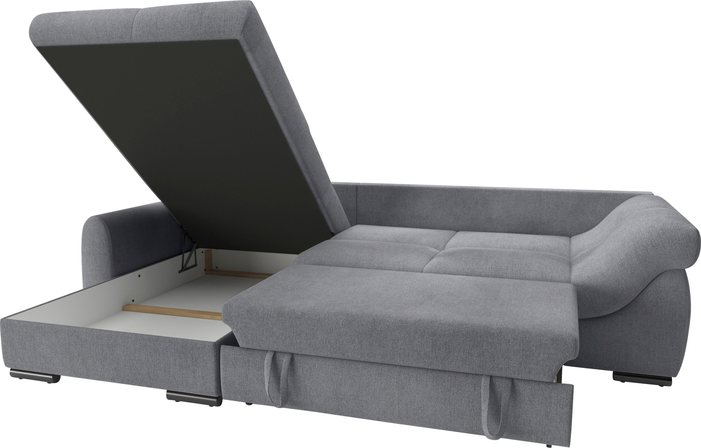 Mr. Couch Ecksofa »Livorno DuraFlex L-Form«, inkl. Hochschläfer-Bettauszug, XL-Bettkasten weiß beschichtet