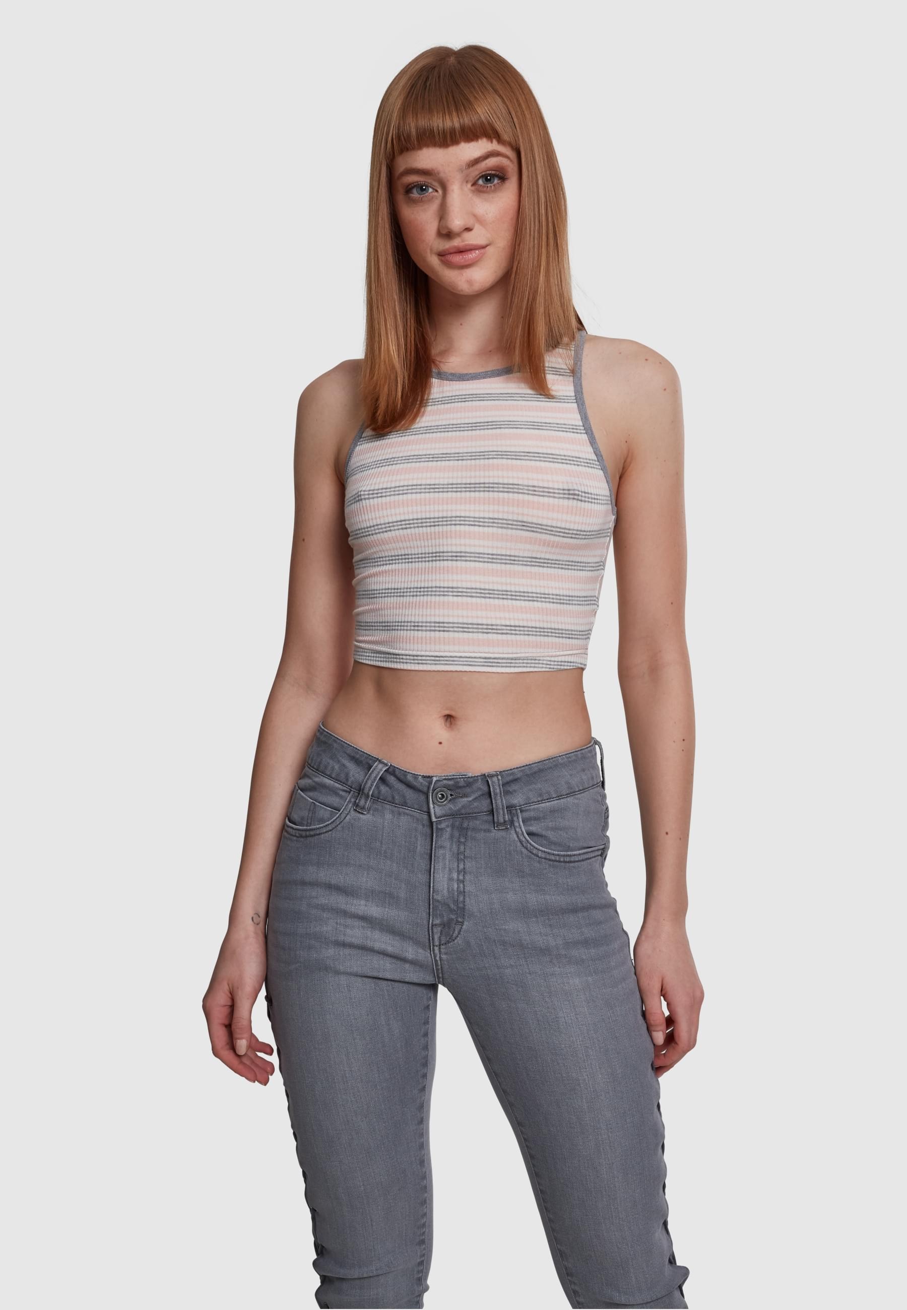URBAN CLASSICS Muskelshirt »Urban Classics Damen Ladies Rib Stripe Cropped Top«, (1 tlg.)