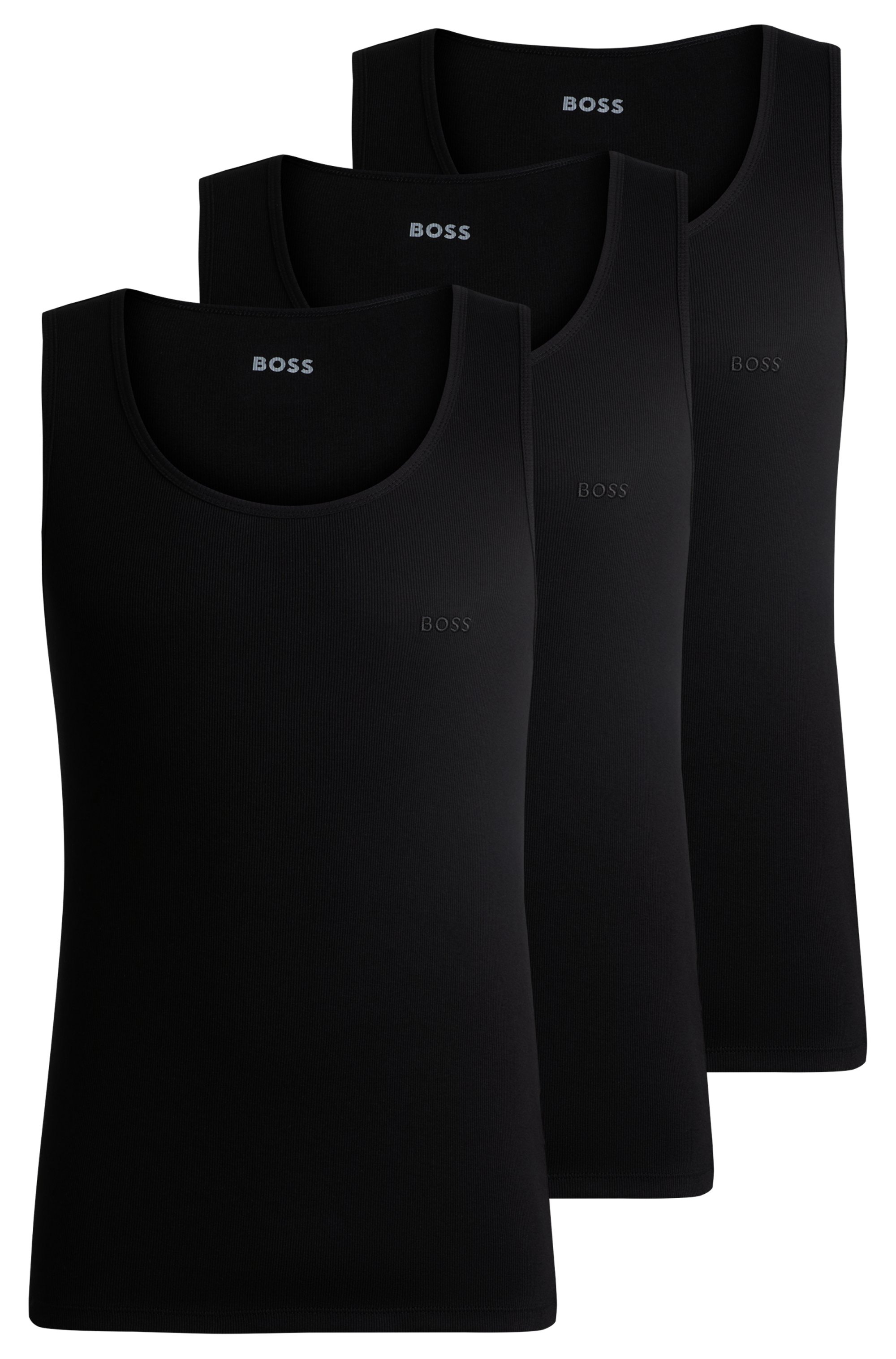 BOSS Tanktop "3P RibClassic BOSS ONE", Ton in Ton Stickerei auf der Brust günstig online kaufen