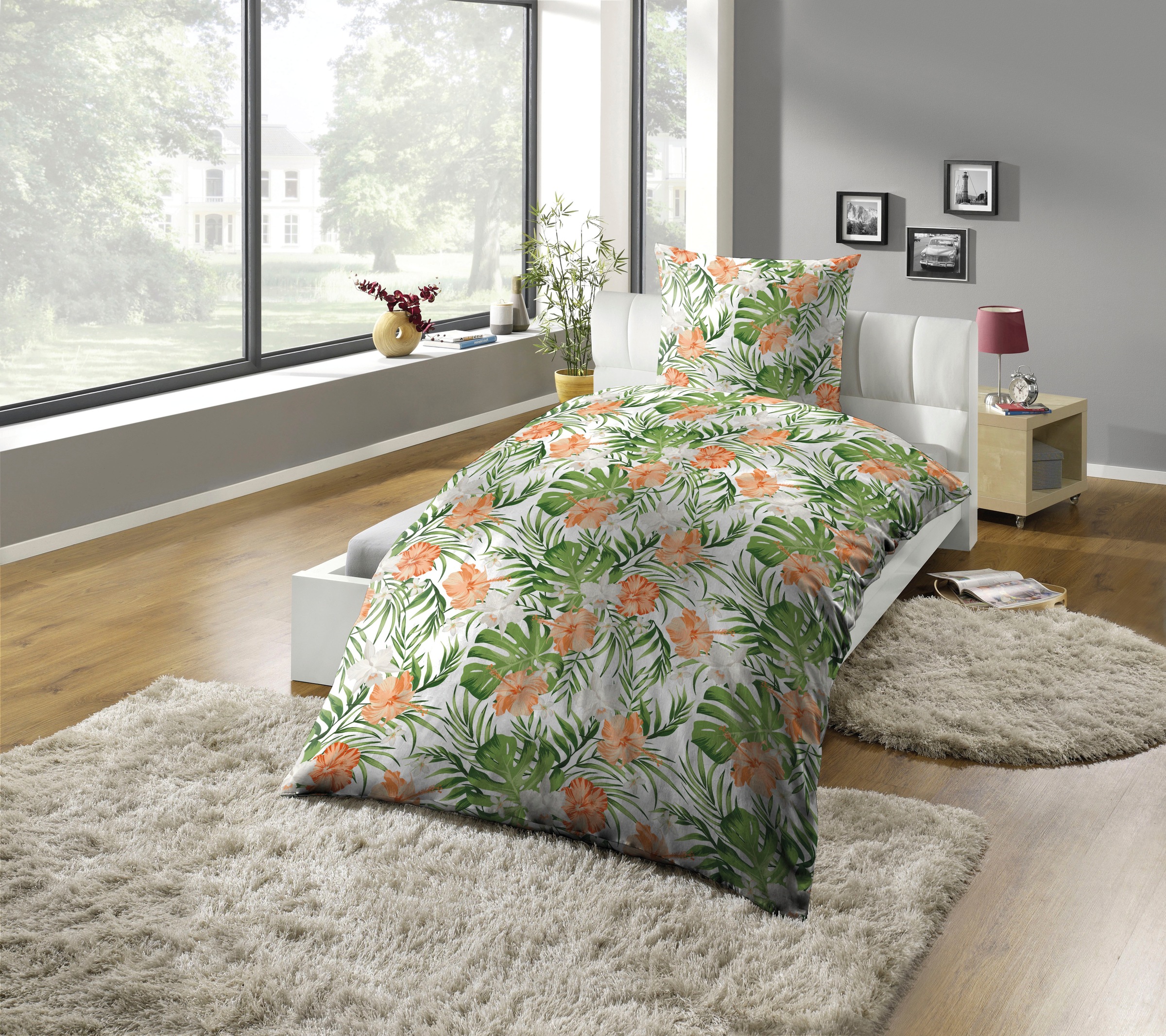 KiNZLER Bettwäsche "Mikrofaser-Satin Bettwäsche "Dschungel grün"" 2 Stk. tl günstig online kaufen