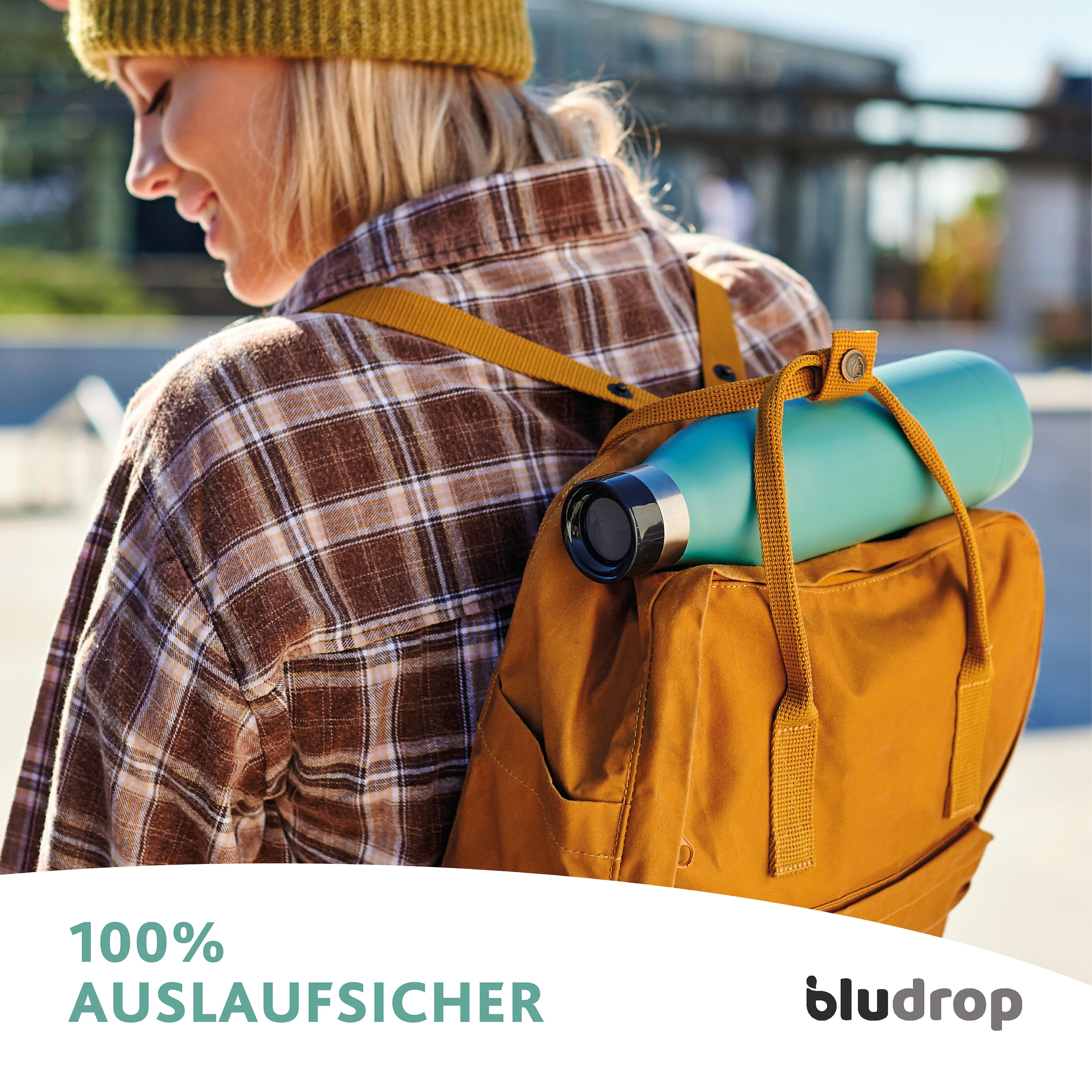 Emsa Trinkflasche »Bludrop Color«, (1 tlg.), Edelstahl, Quick-Press Deckel, 12h warm/24h kühl, spülmaschinenfest