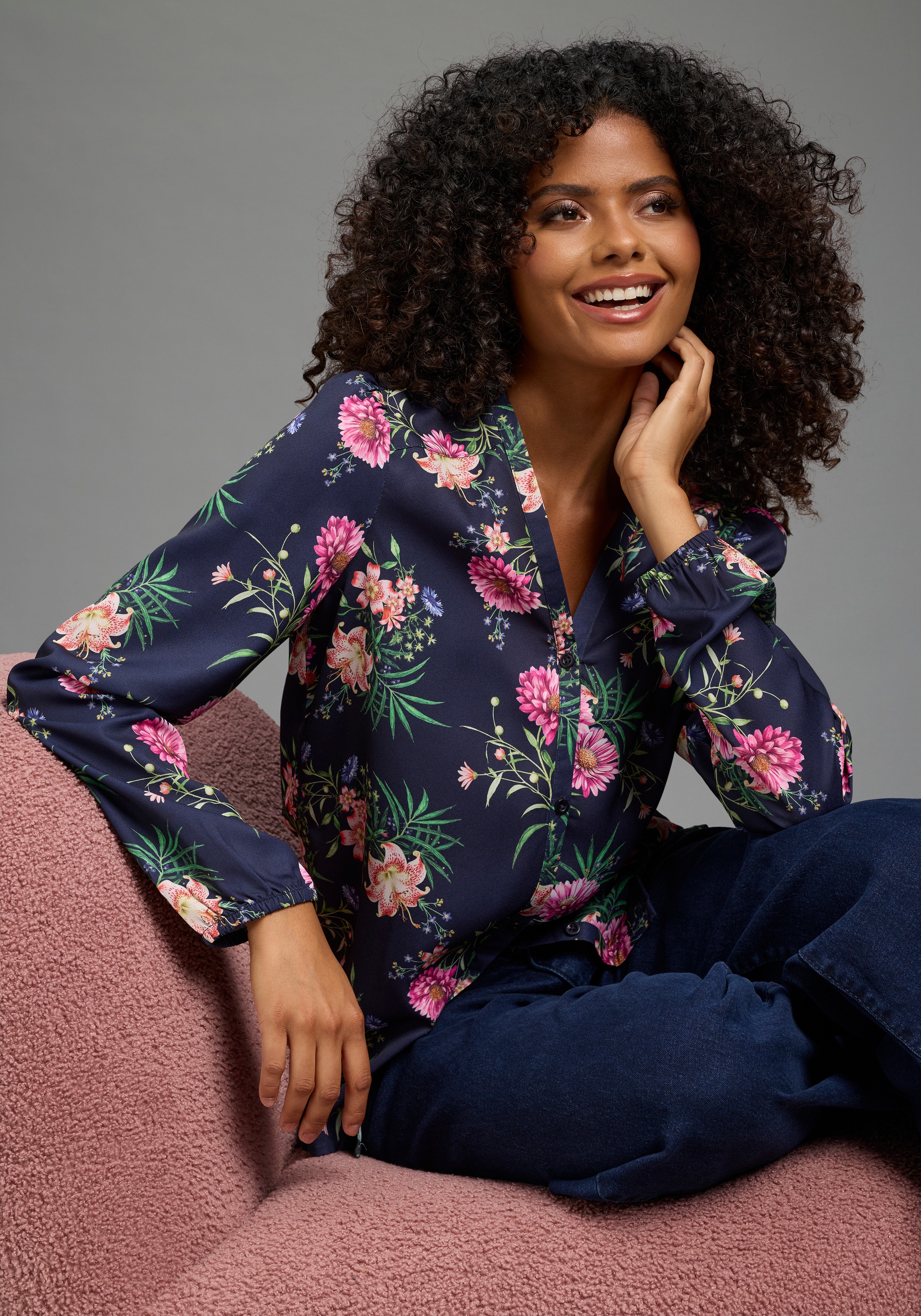 Laura Scott Chiffonbluse femininer Stil, gemusterte Optik, aus Polyester