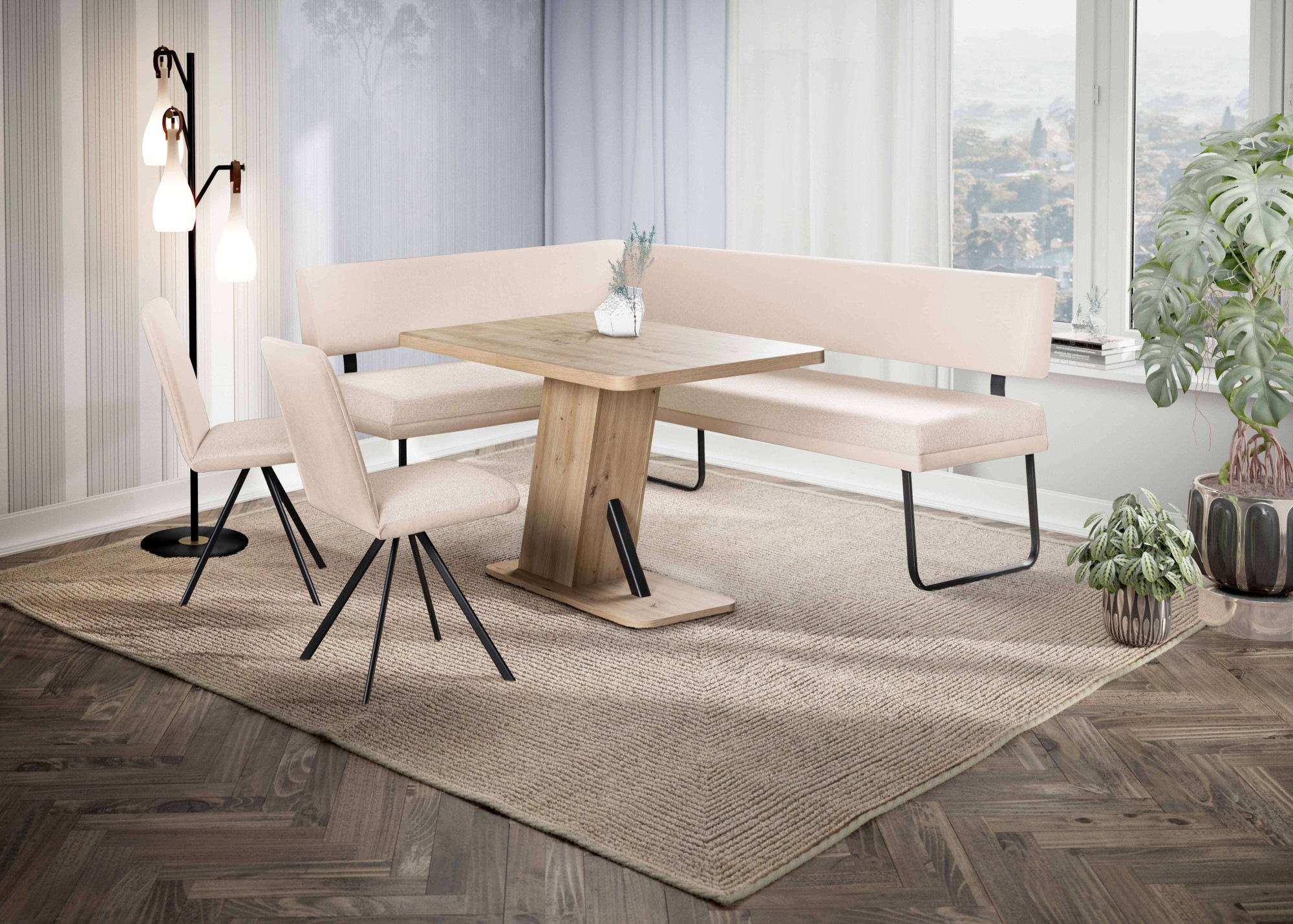 OTTO home Eckbank »Gabi Esszimmerbank, Bank, Küchenbank, Polsterbank« Gestell aus matt-schwarzem Flachmetall, stabil, 2-Stoff-Design