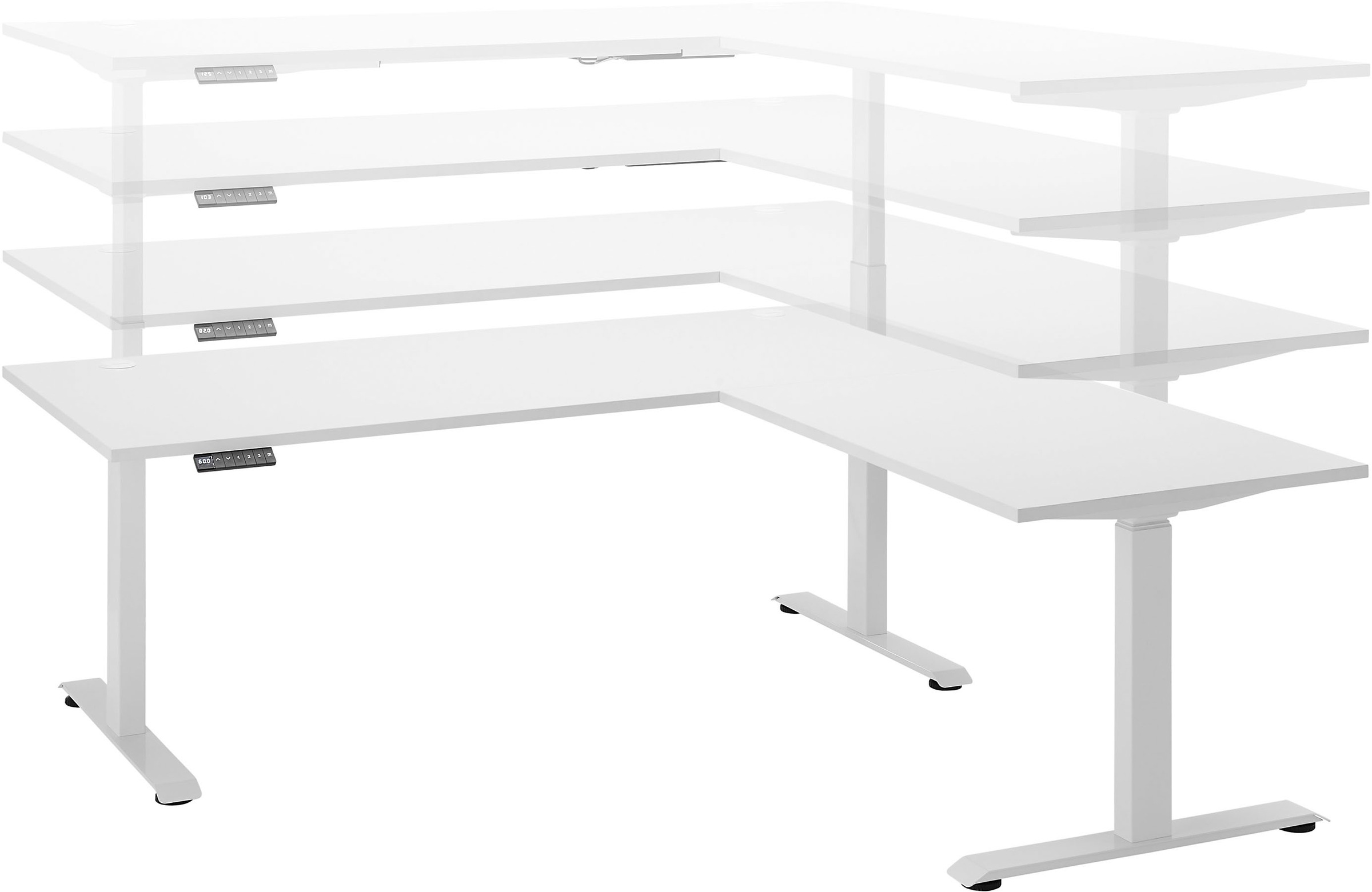 Thumbnail - BEGA OFFICE Eckschreibtisch "Ben" 1 Stk. tlg. elektrisch höhenverstellbarer Desk mit 4 Memory Tasten, 180x177 cm