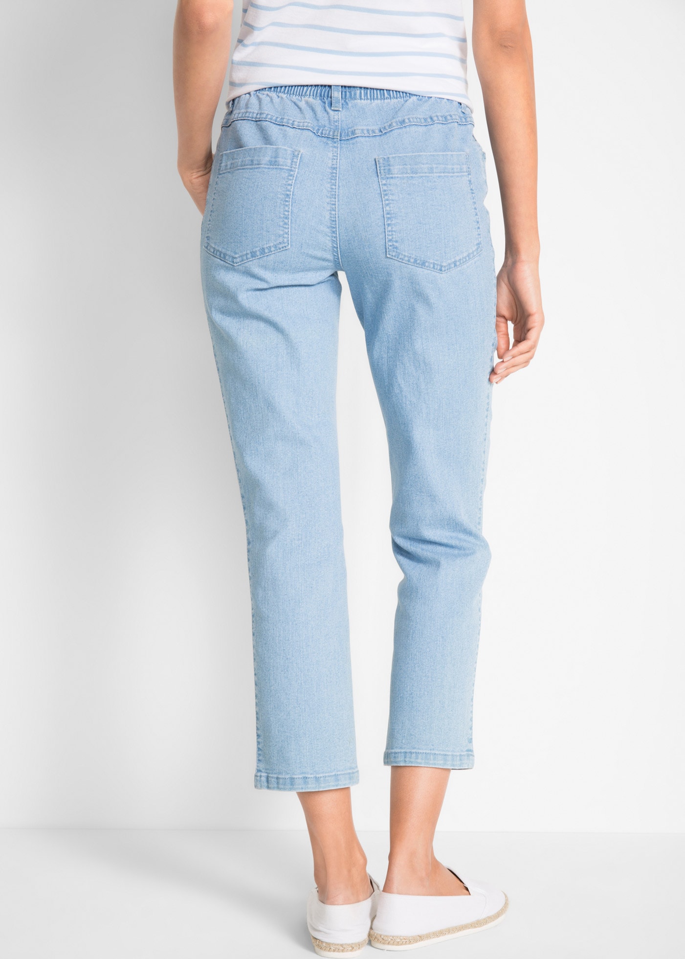 bonprix Straight-Jeans Packung, 2 gerades Bein, mit erhöhtem Gummibund, in Stretch-Qualität
