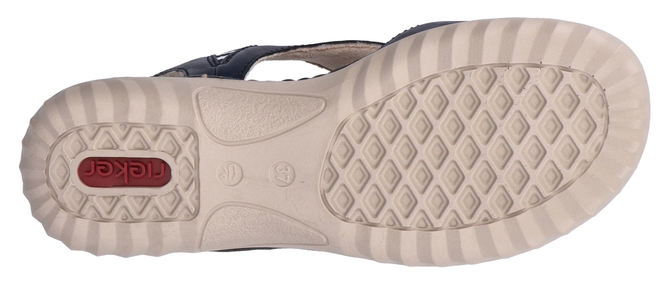 Rieker Sandale, Sommerschuh, Sandalette, Schlupfschuh mit kontrastfarbener Ziernaht