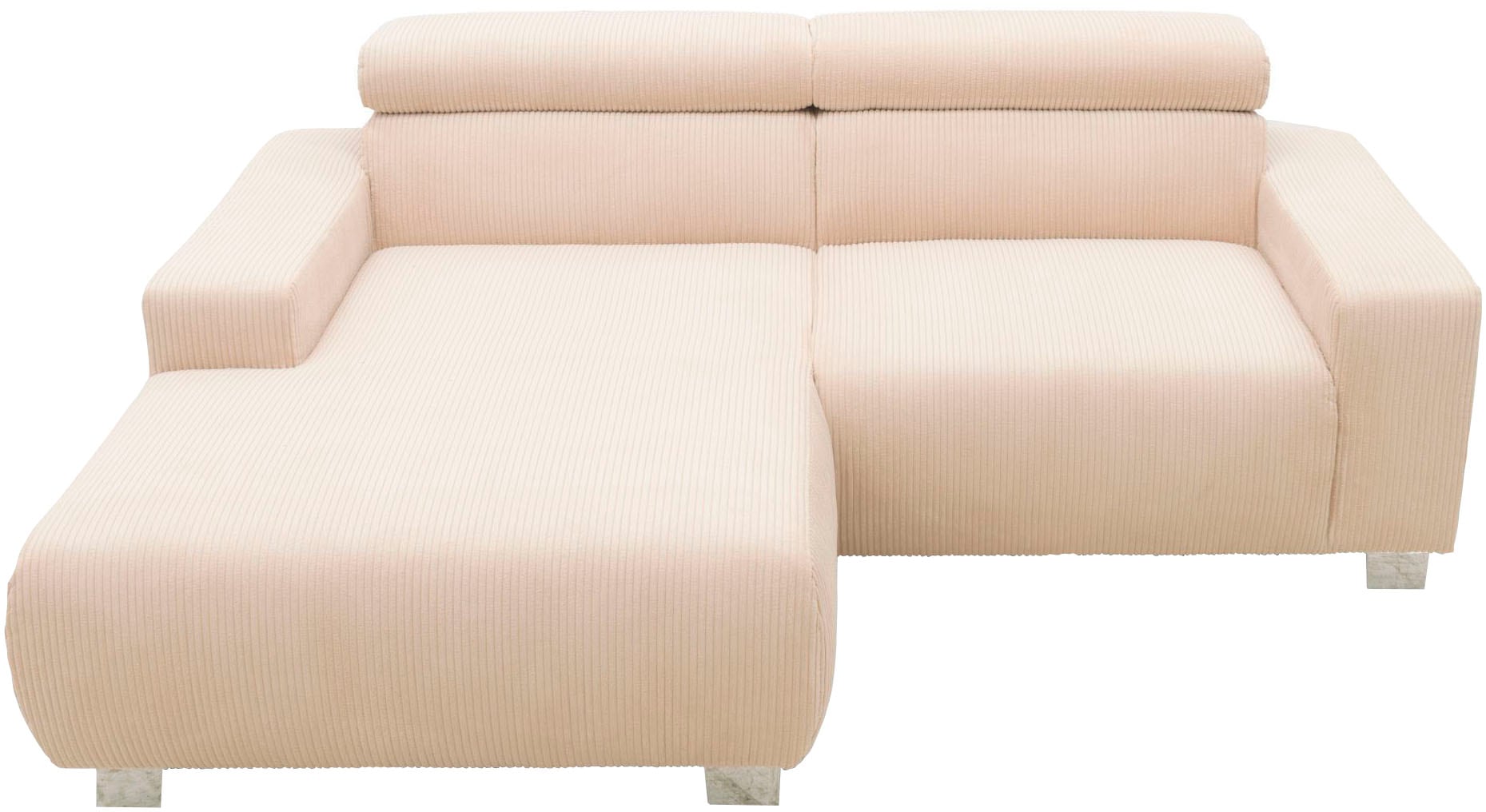 DOMO collection Ecksofa »100030 inkl. Kopfteilverstellung, guter Sitzkomfort, Cordbezug, L-Form«, mit komfortabler Wellenunterfederung, ideal für kleine Räume