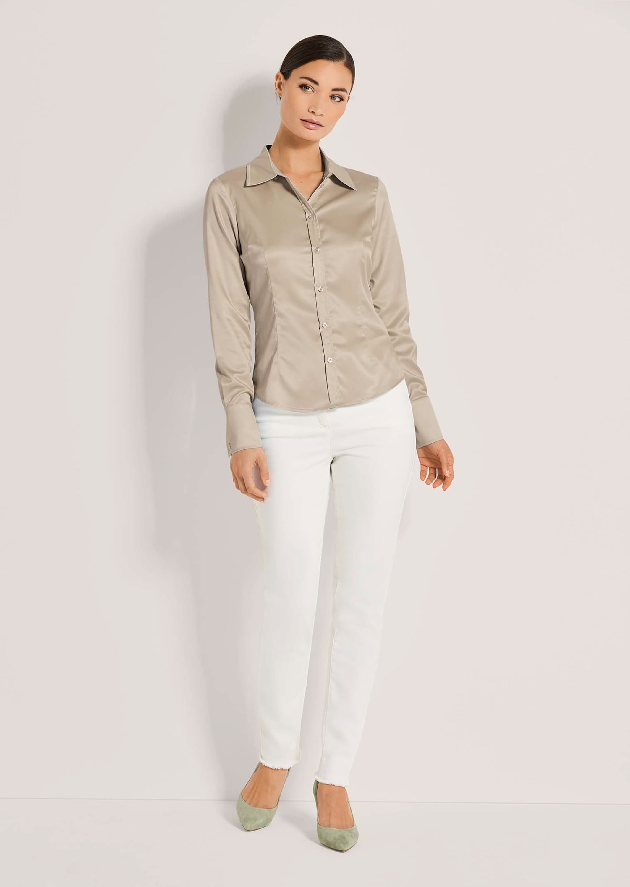 MADELEINE Hemdbluse »Bluse Hemdbluse mit glänzendem Finish« Satinbluse