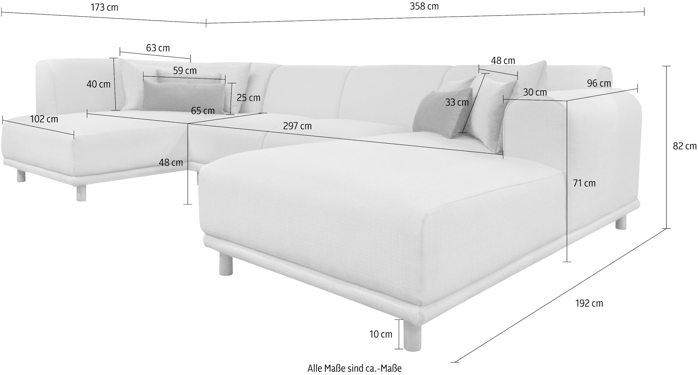 andas Wohnlandschaft »Maroon U-Form«, in skandinavischem Design, mit losen Kissen