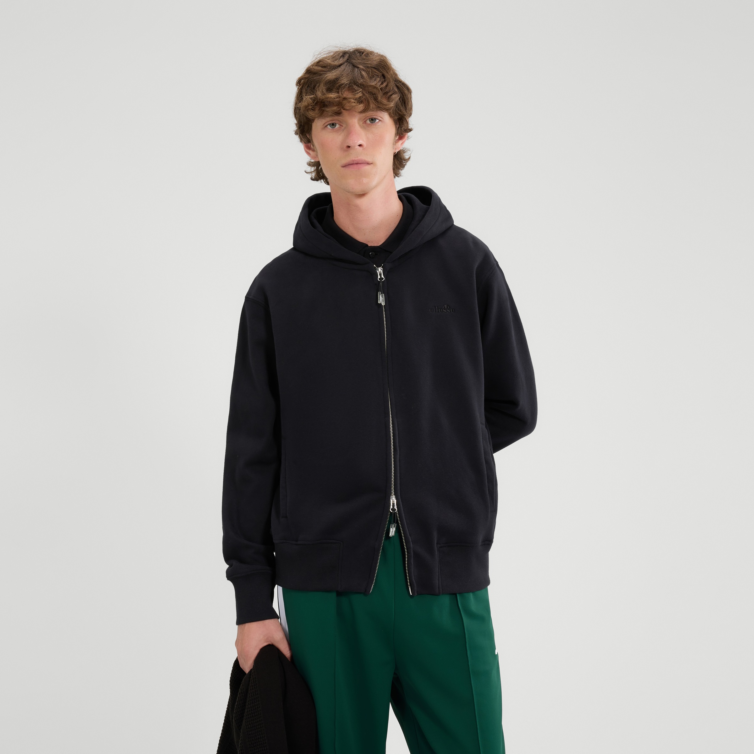 Ellesse Kapuzensweatjacke "TAURASI FZ HOODY" mit 2-Wege-Reißverschluss, aus Polyester und Baumwolle