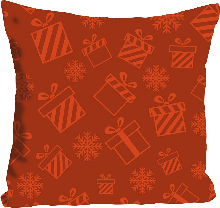 queence Dekokissen "Presents" mit roten Weihnachtsgeschenken günstig online kaufen