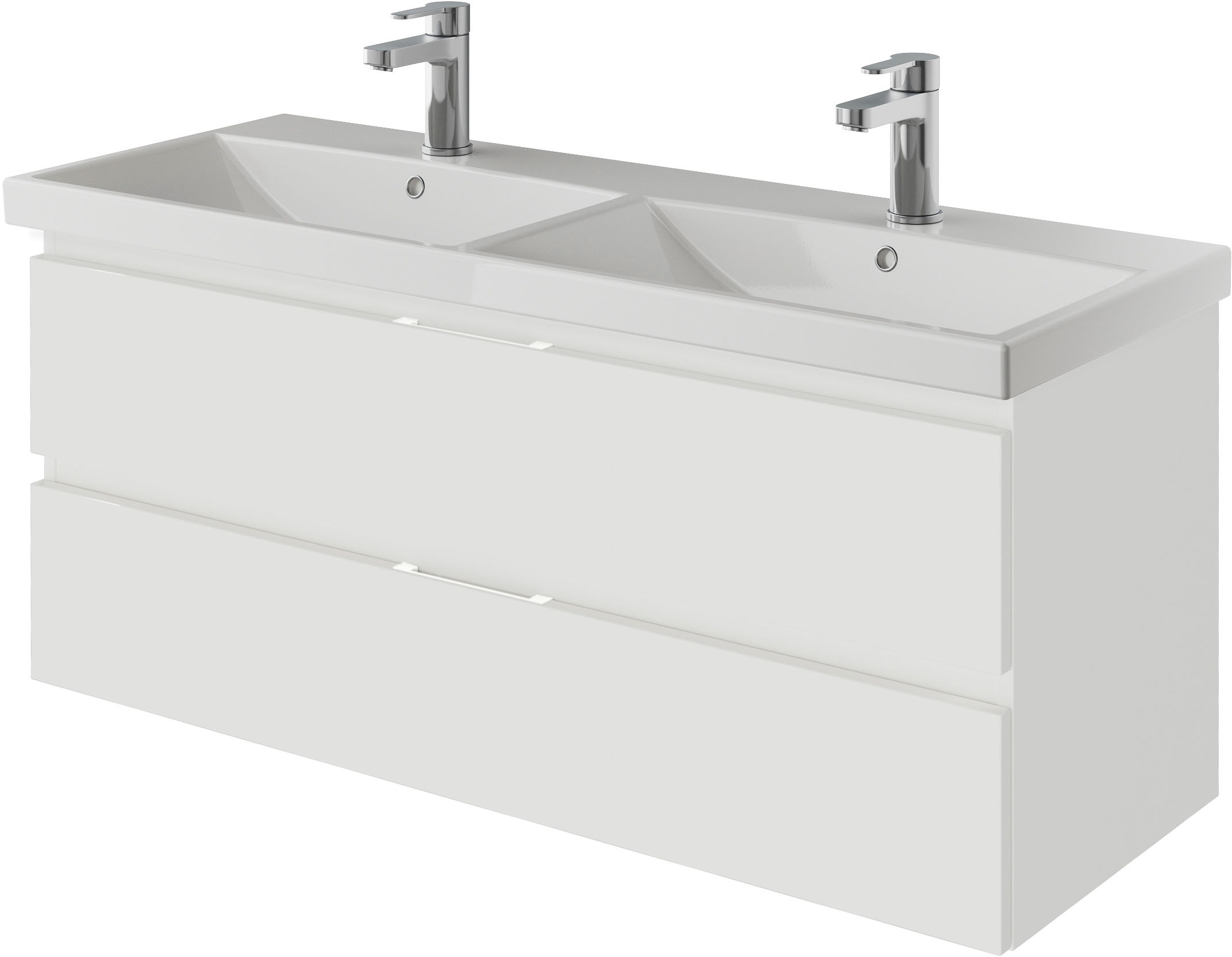 Saphir Badmöbel-Set »Serie 4035 2-teilig, Keramik-Doppelwaschtisch mit LED-Spiegelschrank«, (Set), Doppel-Waschplatz inkl Türdämpfer, 120 cm breit, 2 Schubladen, 3 Türen