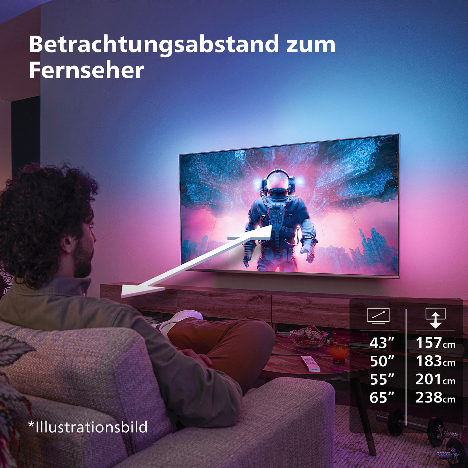 Philips LED-Fernseher, 4K Ultra HD, Smart-TV, WLAN, Dolby Atmos Sound, Ambilight (3-seitig)