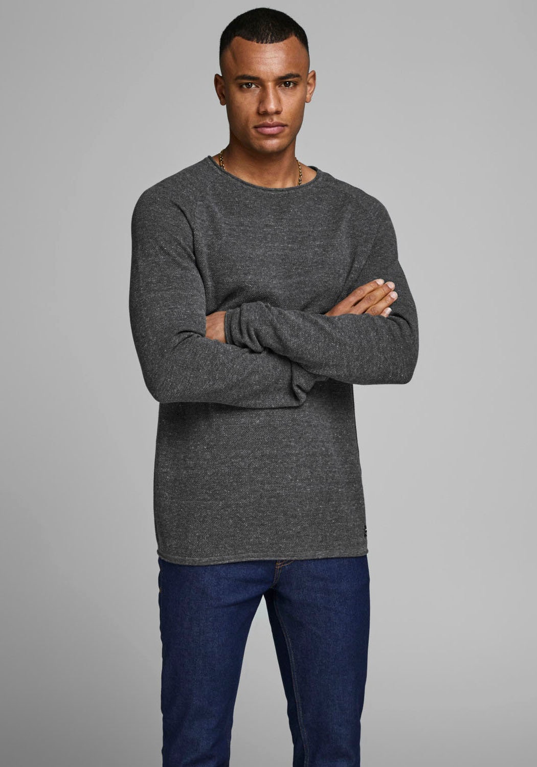 Jack & Jones Rundhalspullover "JJEHILL KNIT CREW NECK NOOS" Baumwolle, regular fit