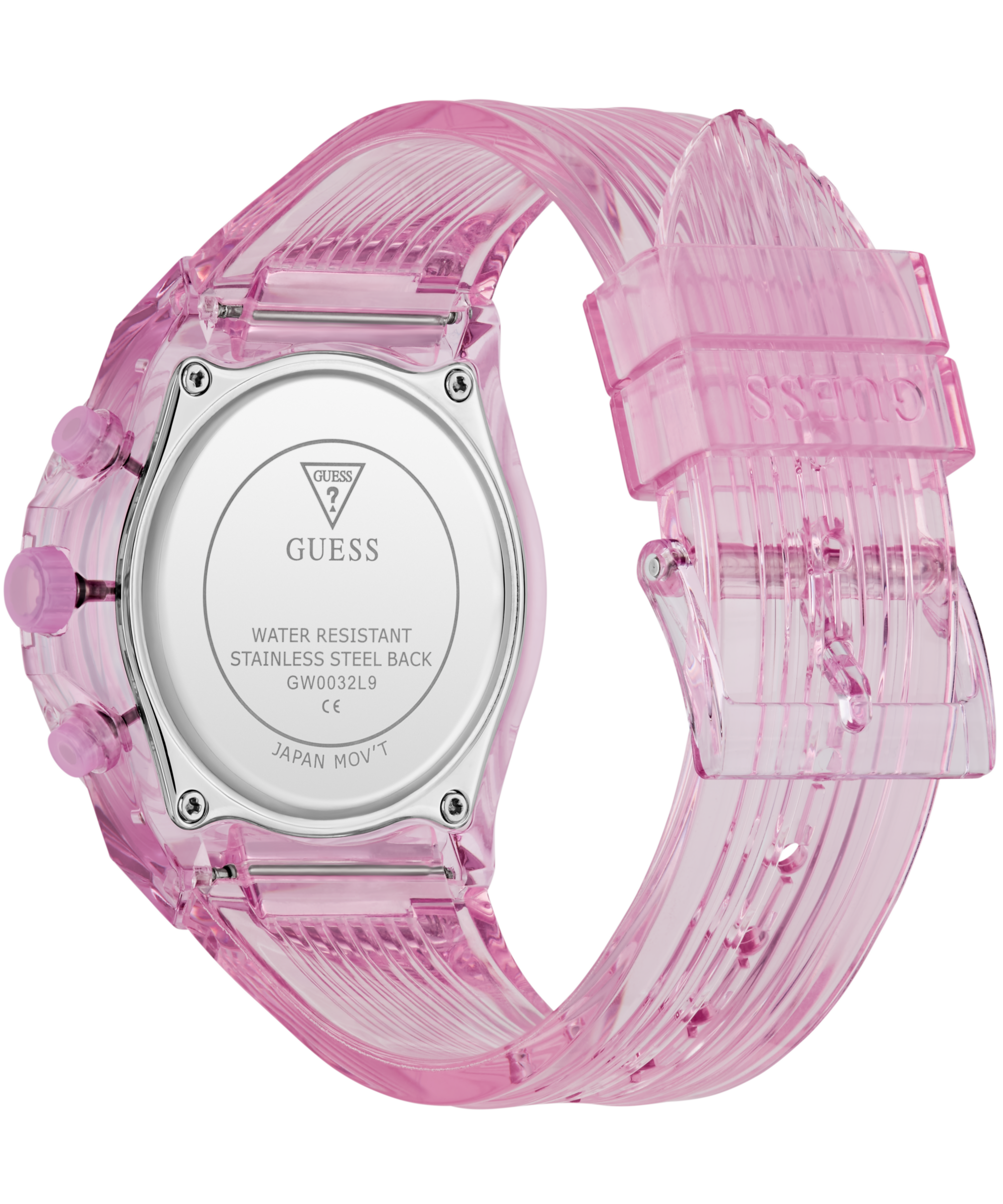 Guess Multifunktionsuhr »SPARKLING PINK« Quarzuhr, Armbanduhr, Damenuhr, Silikonarmband, analog, Tag, Wochentag