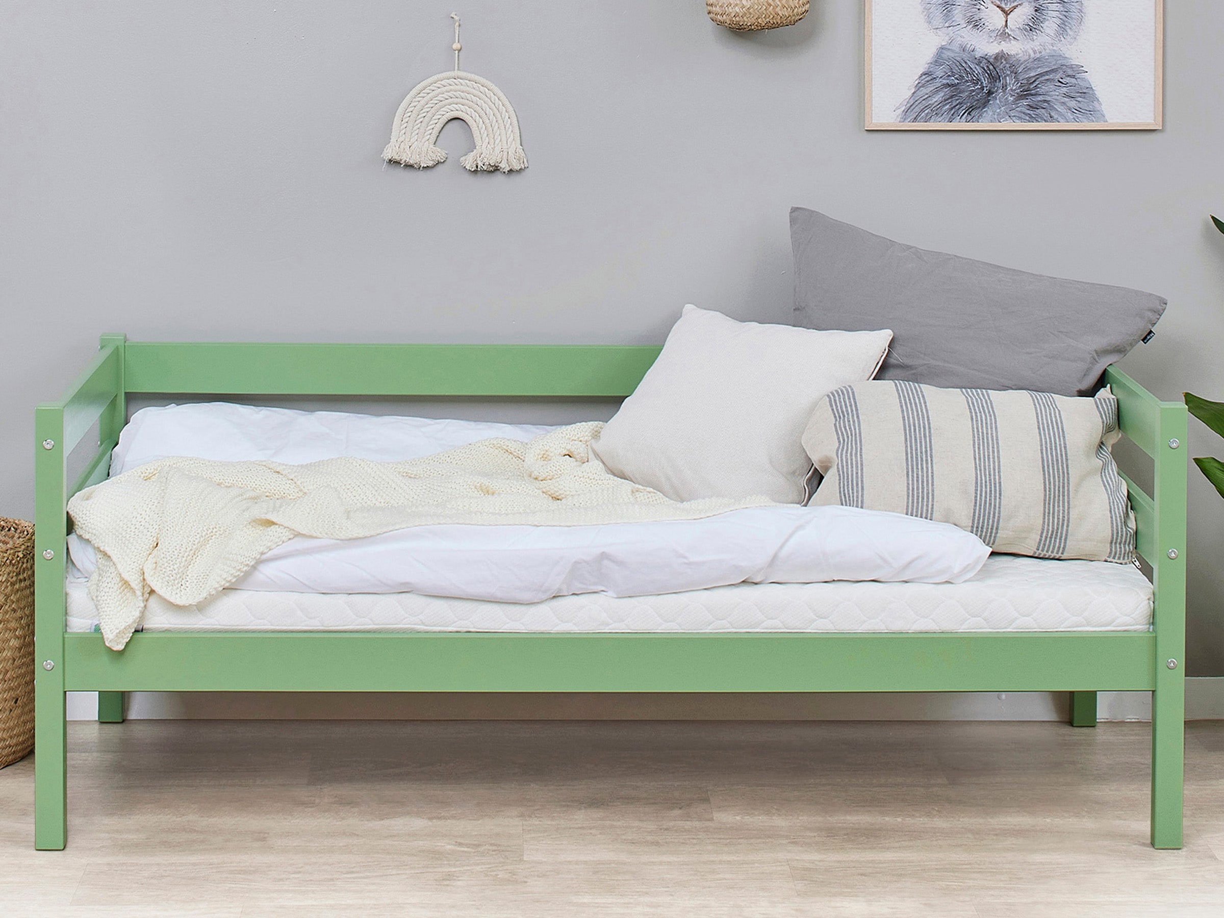 Hoppekids Einzelbett »ECO Comfort Kinderbett, Kiefer Massivholz, Jugendbett inkl. Rollrost« 70x160 cm, wahlweise in verschieden Farben/ Matratze/ Absturzsicherung