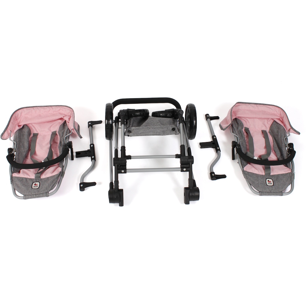 CHIC2000 Puppen-Zwillingsbuggy »Linus Duo, Grau-Rosa«