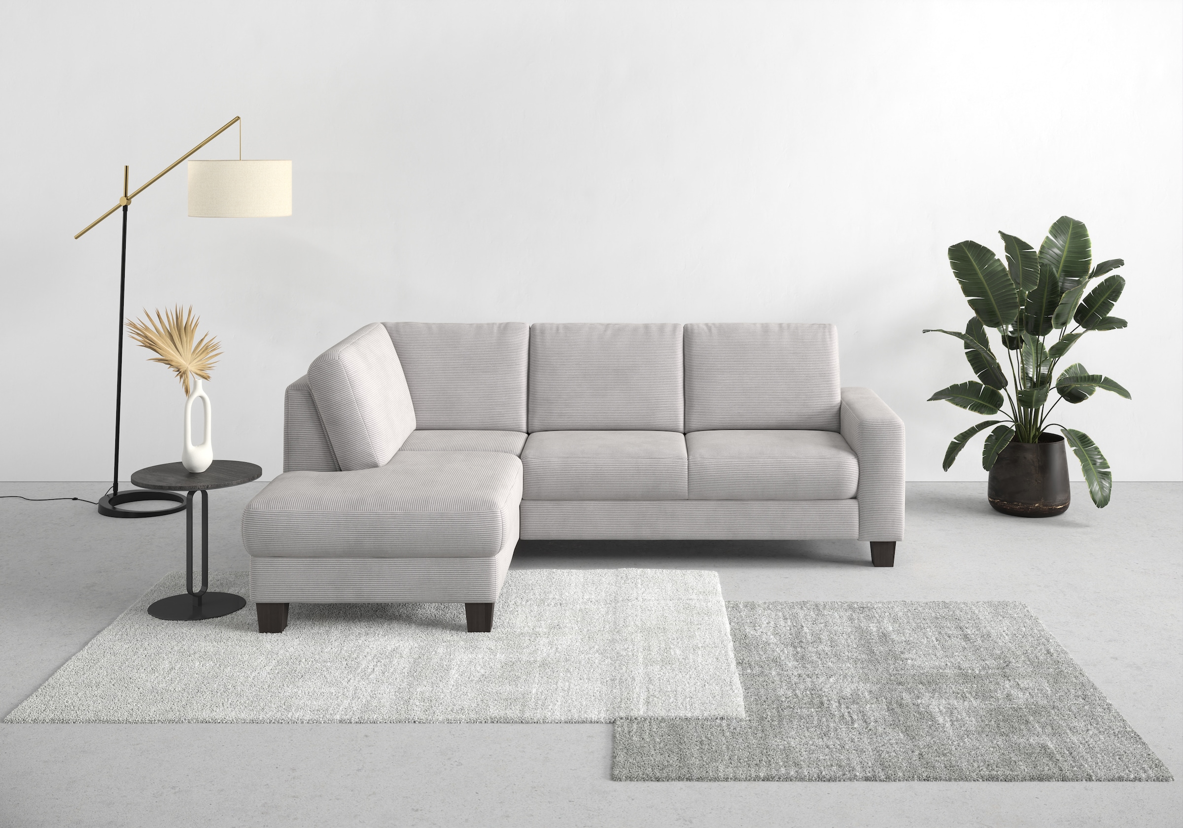 Home affaire Ecksofa »Summer L-Form« mit Ottomane, mit oder ohne Bettfunktion und Bettkasten, Cord-Bezug