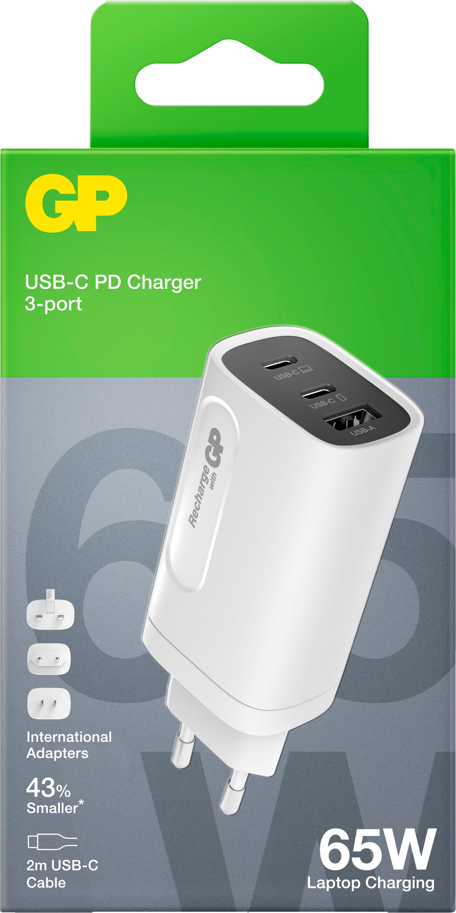 GP Batteries USB-Ladegerät »65W 3 Port GaN USB-C Schnellladeadapter«, Reiseadapter