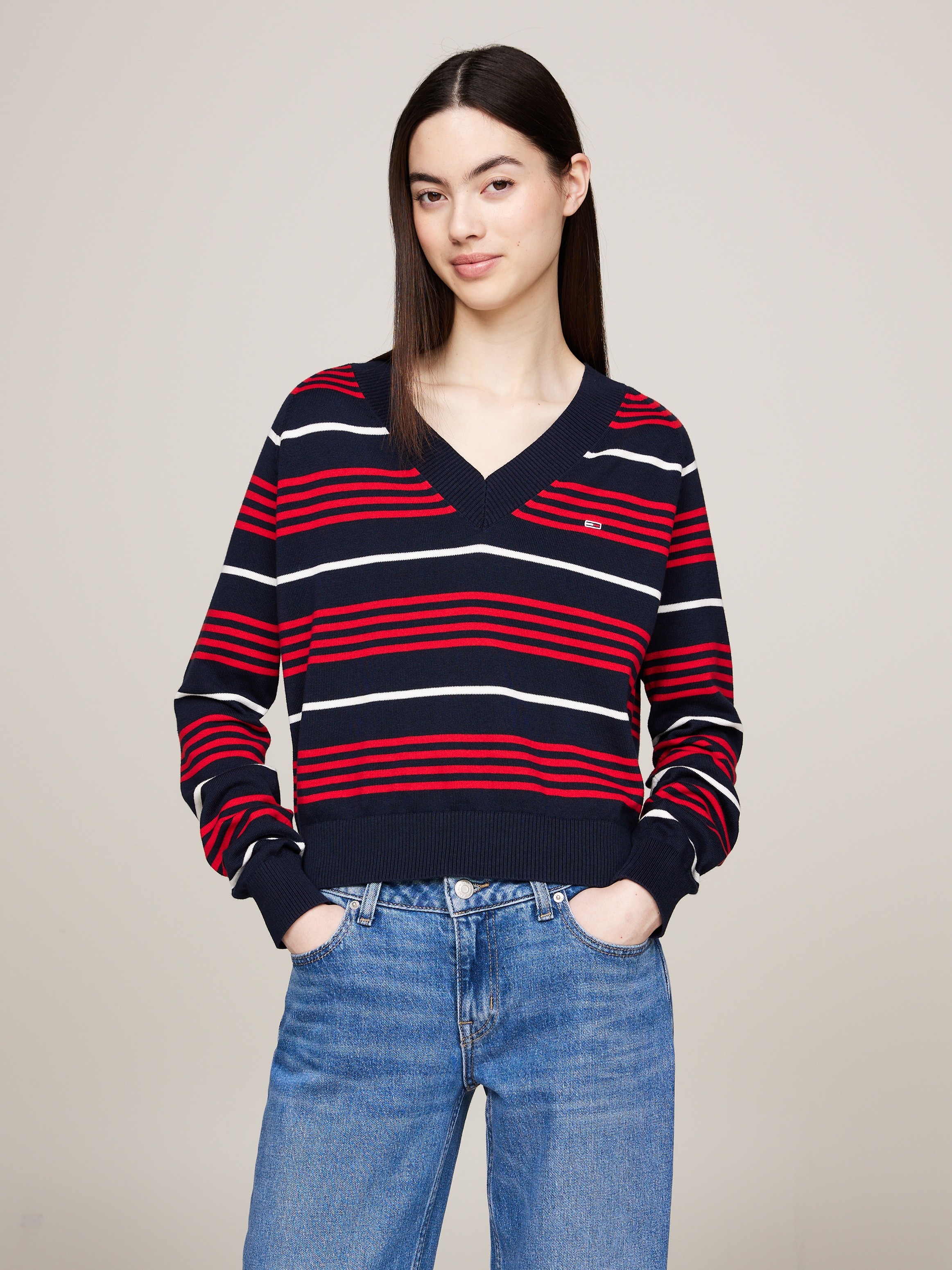 Strickpullover »TJW V-NECK STRIPE SWEATER«, im Streifendessin