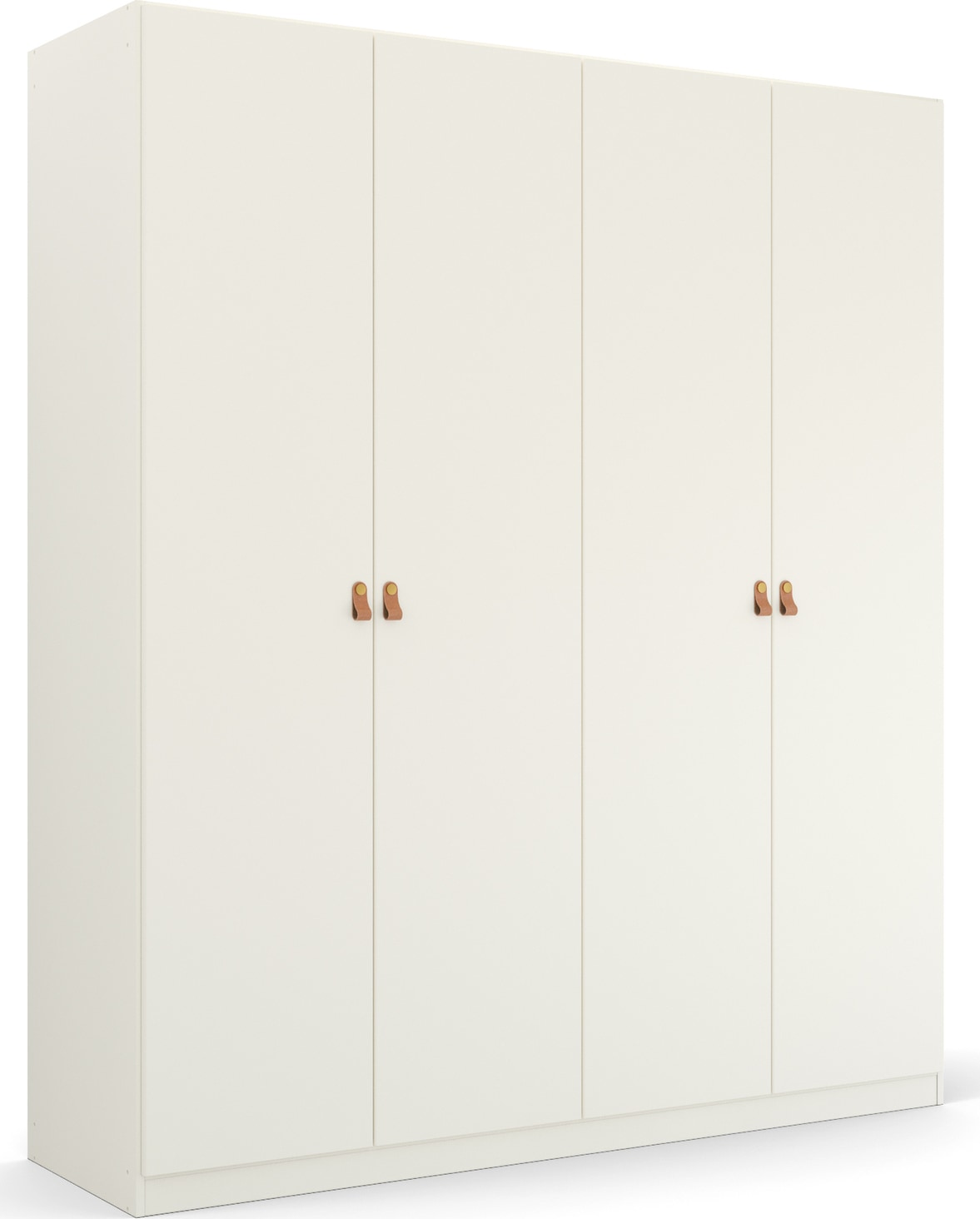 rauch Drehtürenschrank "Kleiderschrank Schrank Garderobe Ankleide HOMEY BY QUADRA SPIN" Breiten: 181/226/271 cm, Höhe 210 cm, mit Grifflaschen aus weichem, cognacbraunem Leder