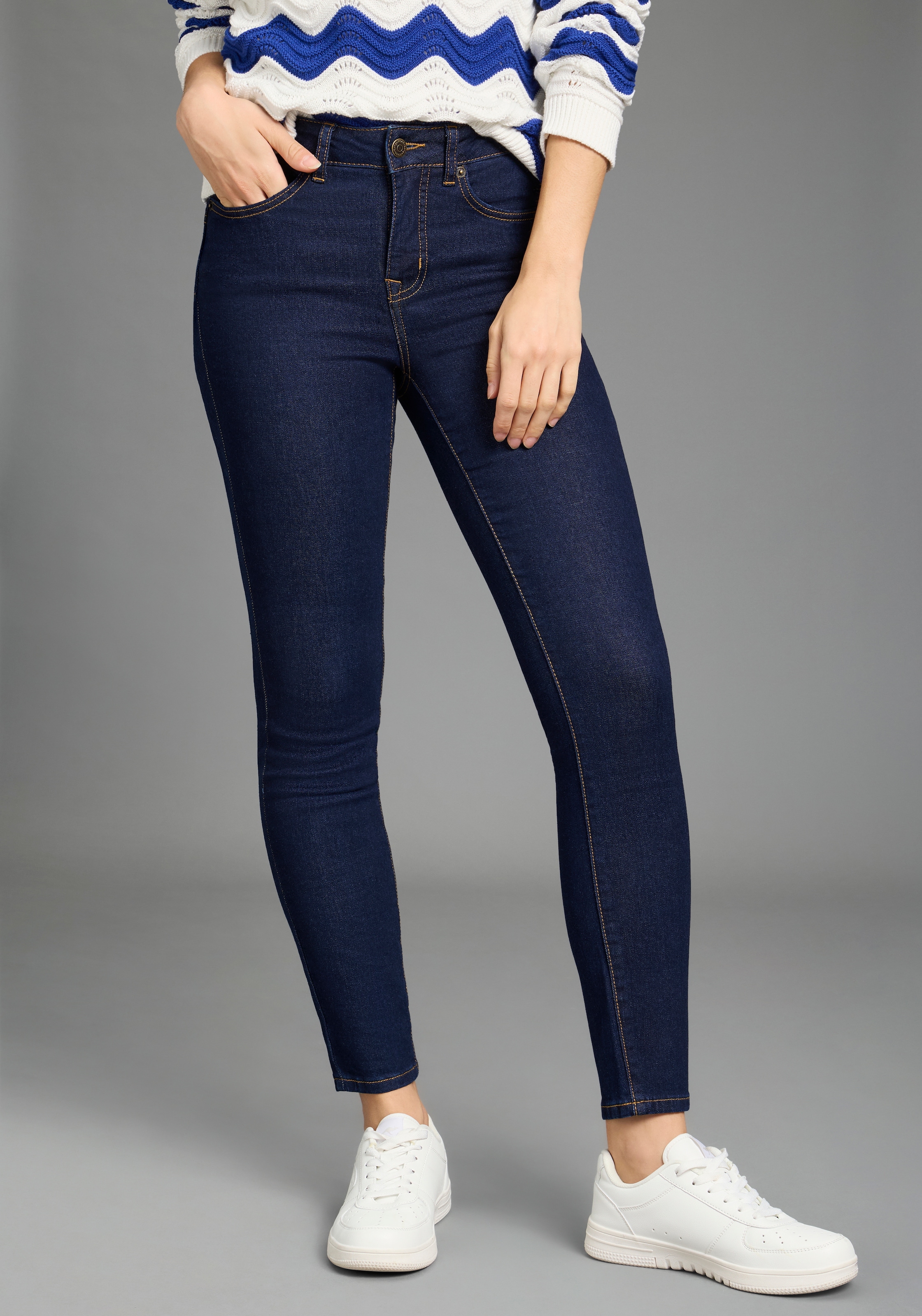 KangaROOS Slim-fit-Jeans "CROPPED HIGH WAIST SLIM FIT" schmale Passform, Rö günstig online kaufen
