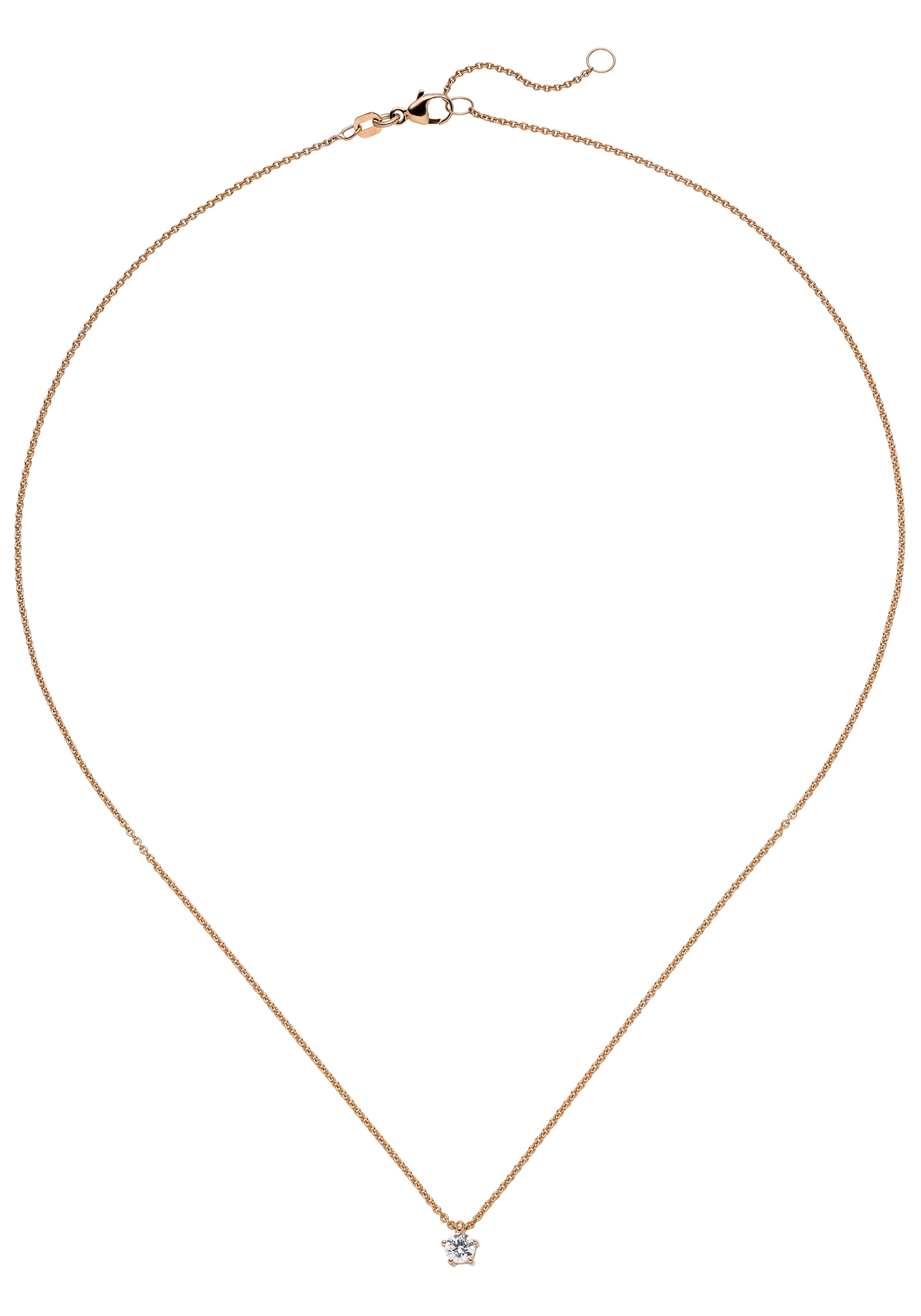 JOBO Kette mit Anhänger »Solitär Diamant Brillant 0,25 ct.« 14 Karat 585 Roségold 45 cm