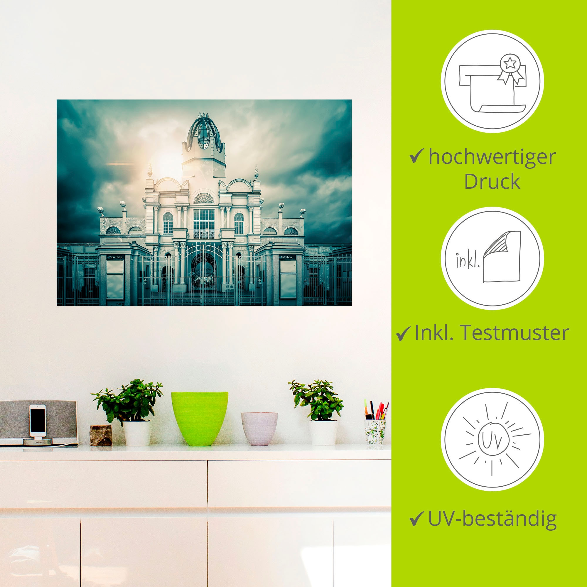 Artland Wandbild »Schloss vom Freizeitpark Belantis«, Gebäude, (1 St.), als Alubild, Leinwandbild, Wandaufkleber oder Poster in versch. Größen