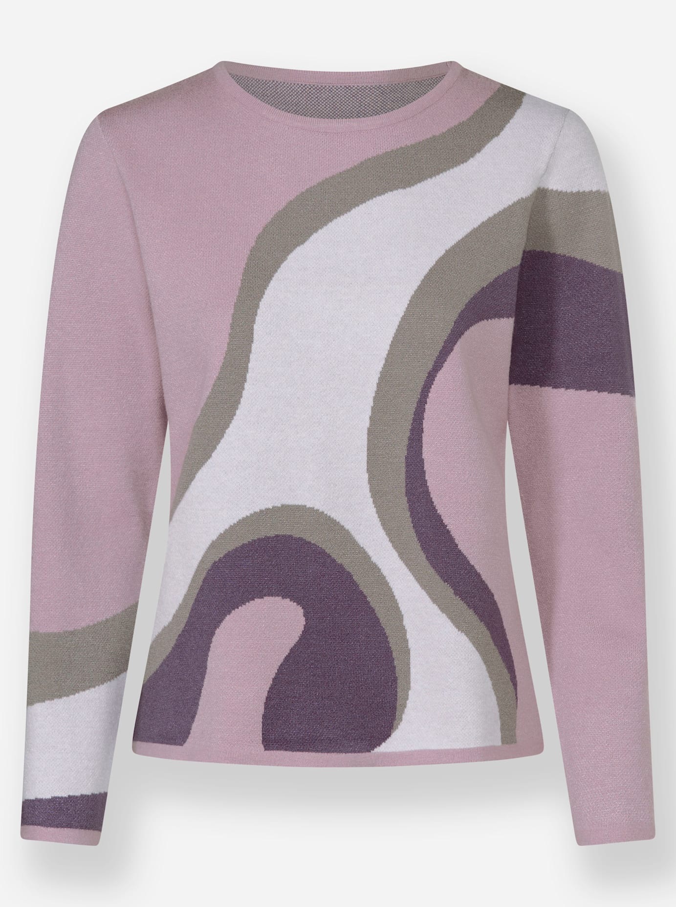 Strickpullover INSPIRATIONEN "Strickpullover", Damen, Gr. 52, feige, mauve, gemustert, 50% Viskose, 28% Polyester, 22% Polyamid, gemustert, mehrfarbig, Pullover Strickpullover 3