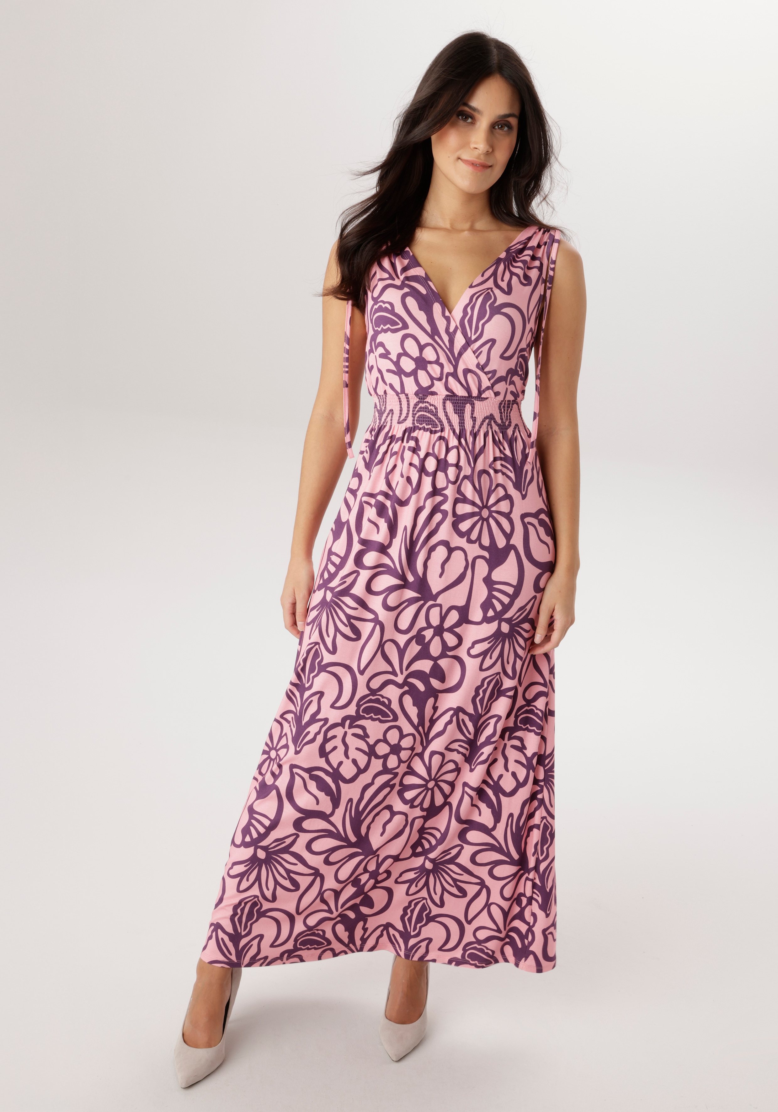 Aniston SELECTED Sommerkleid mit breiten Trägern zum Raffen