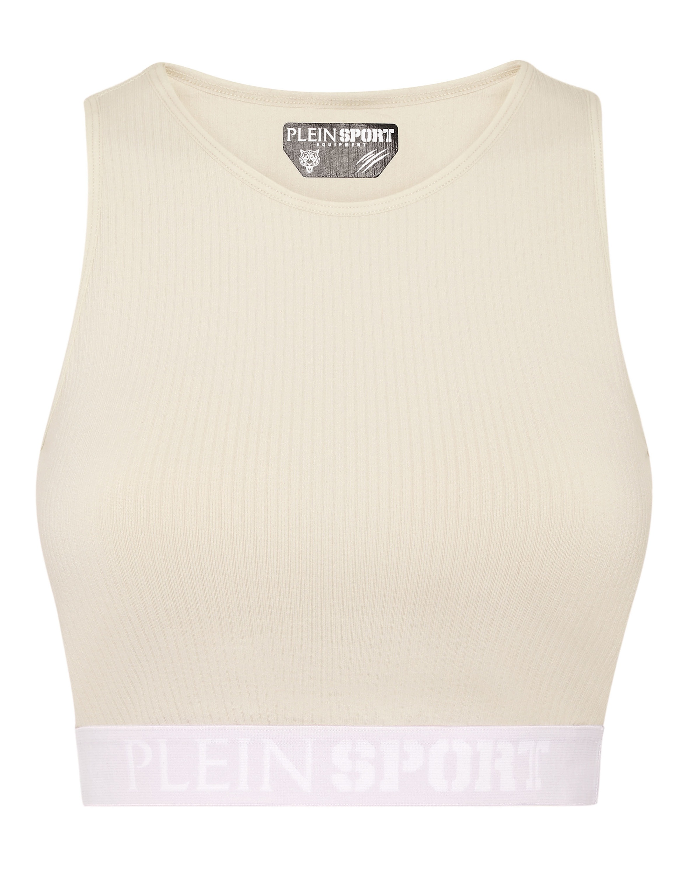 PLEIN SPORT Damen Lauftop "Logo"71, lightgrau, Gr. M, Obermaterial: 94% Polyamid, 6% Elasthan, Tops