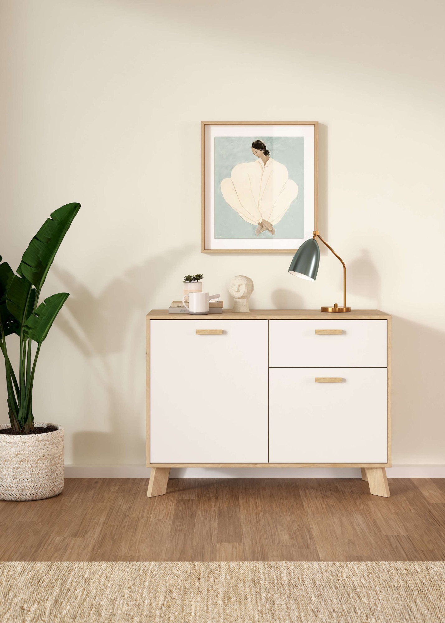Home affaire Sideboard "Ikast, Stauraum, Schubladenschrank, Aufbewahrung" 2 Türen und 1 Schublade, Breite 99 cm, Höhe 73 cm