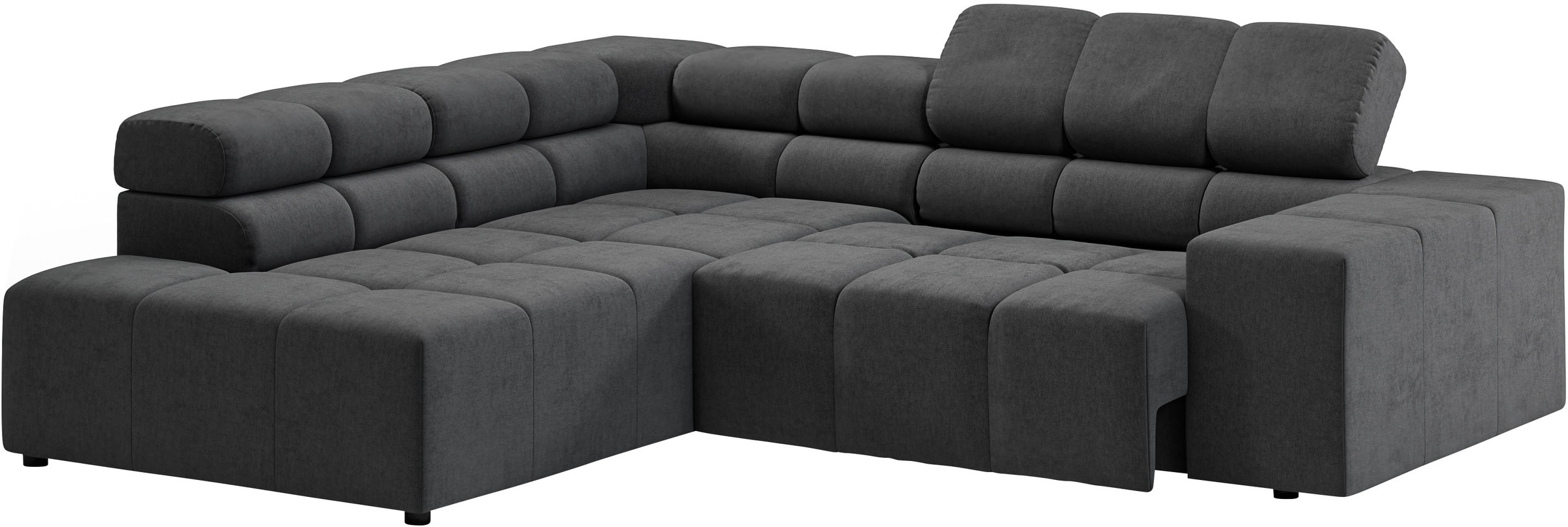 INOSIGN Ecksofa »Ancona, incl. Kopfteilverstellung + 3 Zierkissen, L-Form, bequem«, wahlweise motorische Sitztiefenverstellung, B/T(H: 249/215/70 cm