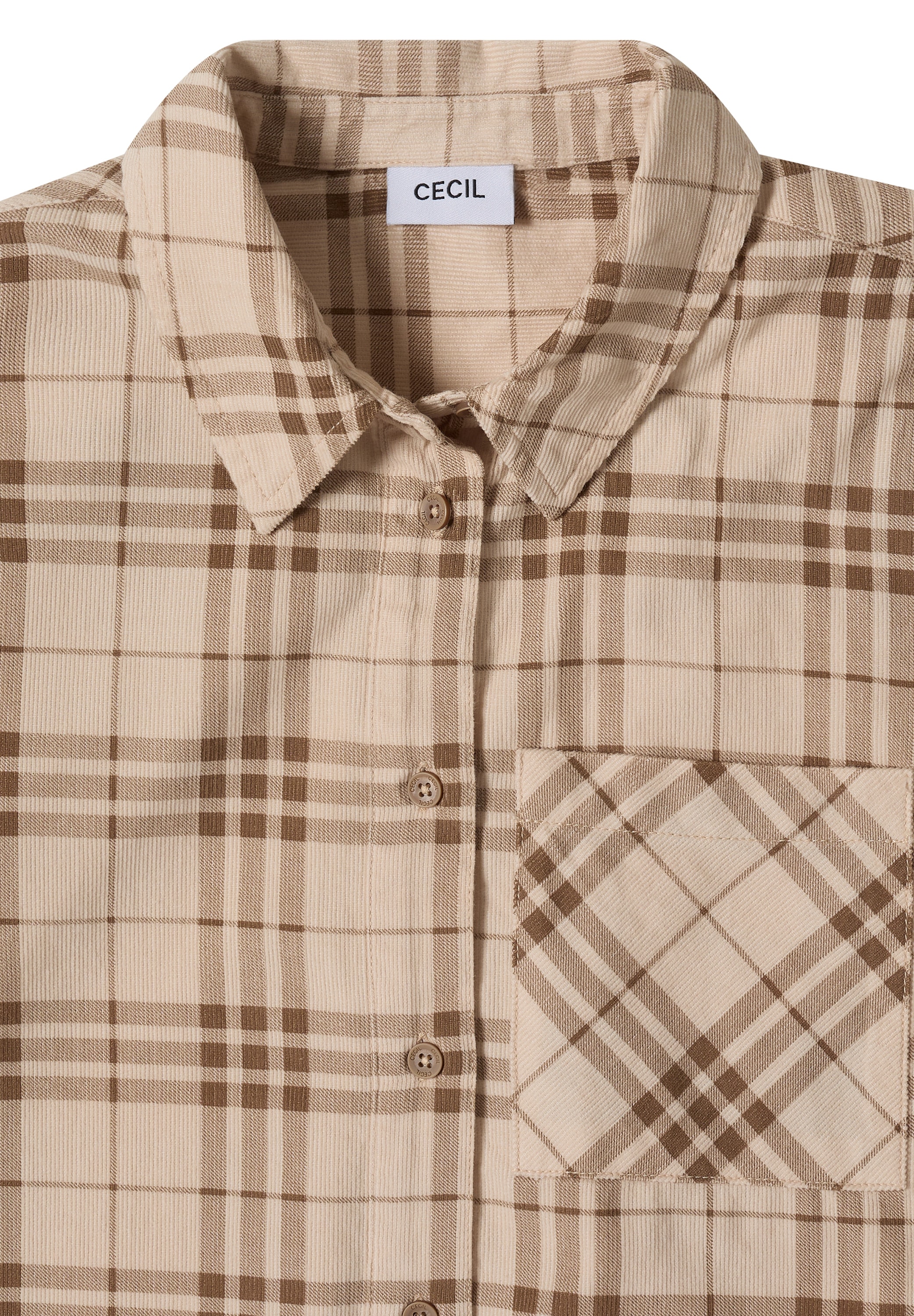 Cecil Langarmbluse Cordbluse mit Karomuster