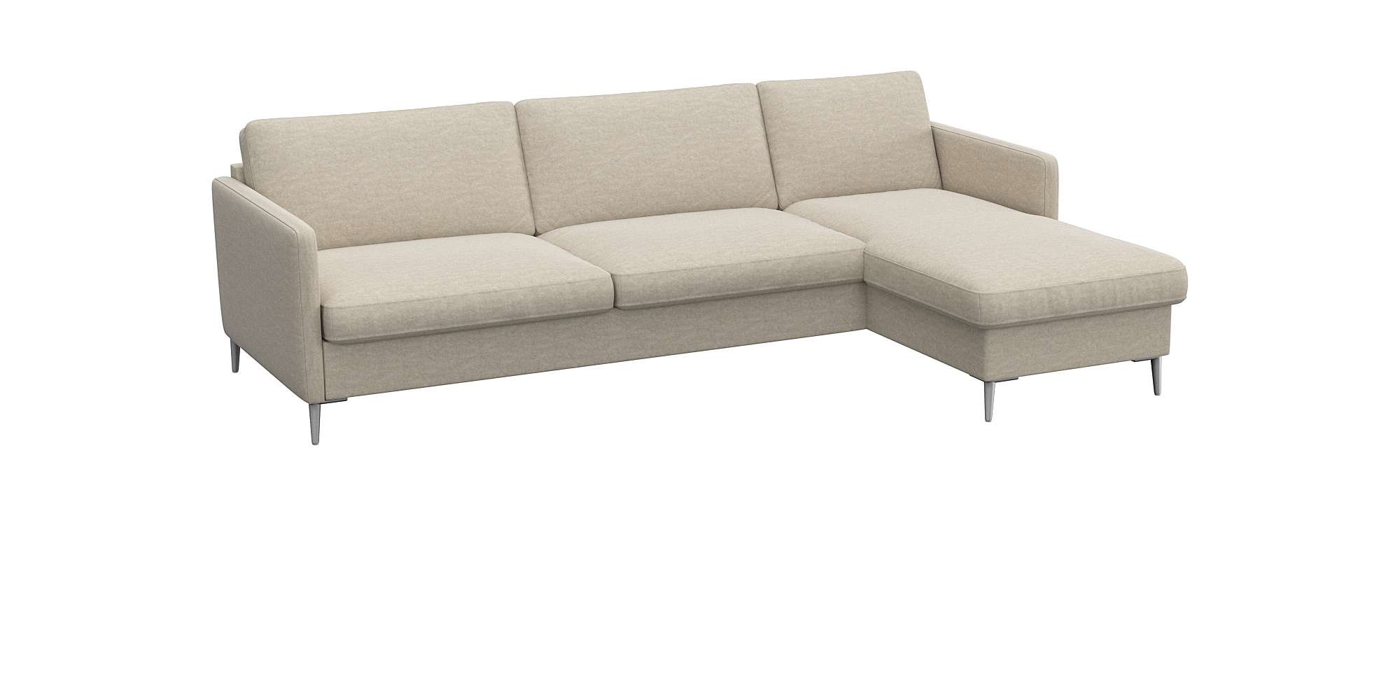 FLEXLUX Ecksofa »Fiore, super Sitzkomfort durch Kaltschaum im Sitz, L-Form«, schmale Armlehnen, Füße Alu