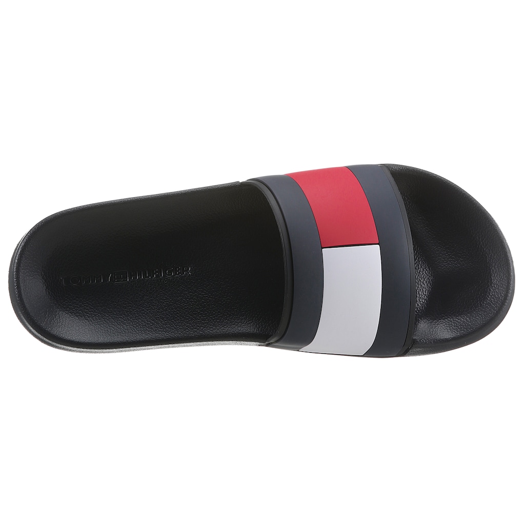 Tommy Hilfiger Badepantolette »RUBBER TH FLAG POOL SLIDE«, Sommerschuh, Poolslides, Schlappen, für Bad und Strand