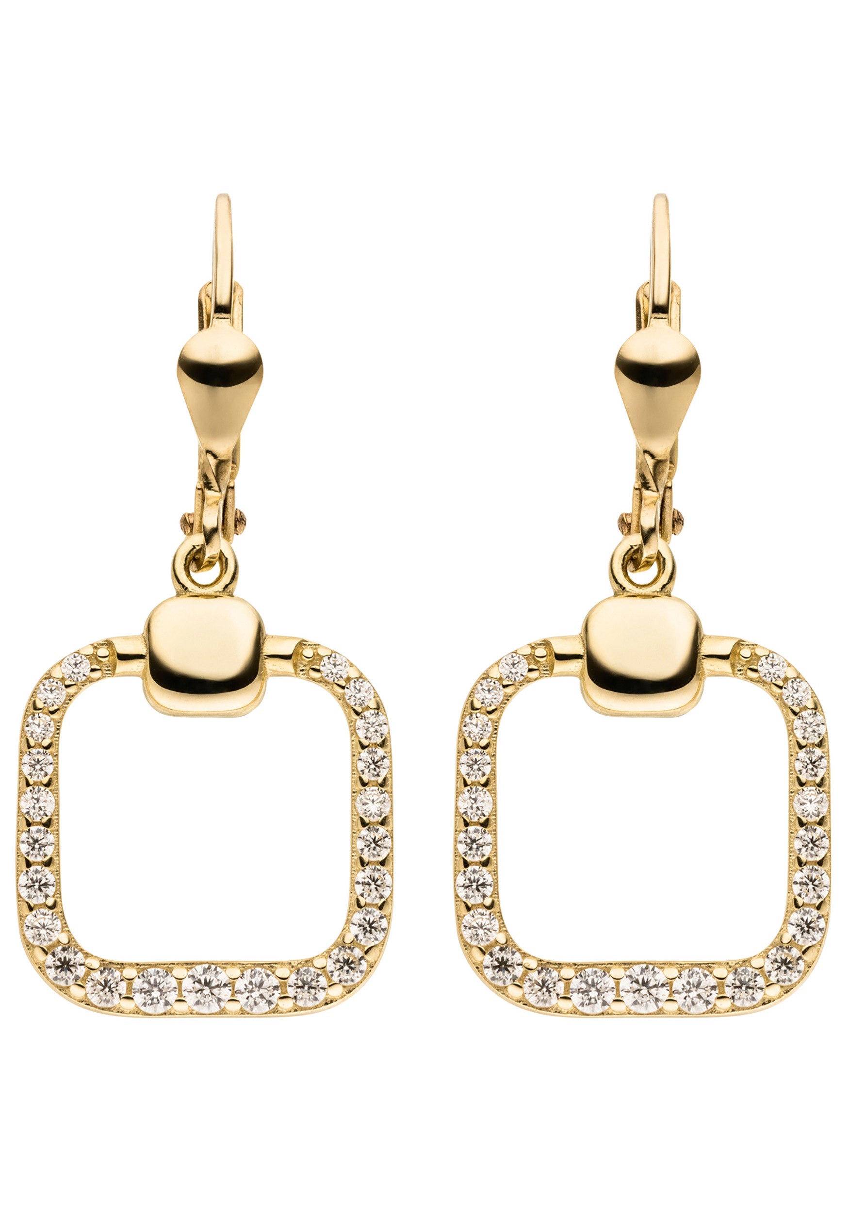 JOBO Paar Ohrhänger »Ohrringe hängend abgerundet 31 mm« 8 Karat 333 Gold mit 46 Zirkonia