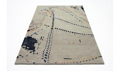 Wollteppich »Designer Teppich handgetuftet grau«, rechteckig