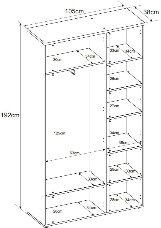 Innostyle Garderobenschrank »MEMPHIS, TOPSELLER!«, (), Artisan Eiche Optik, viel Stauraum